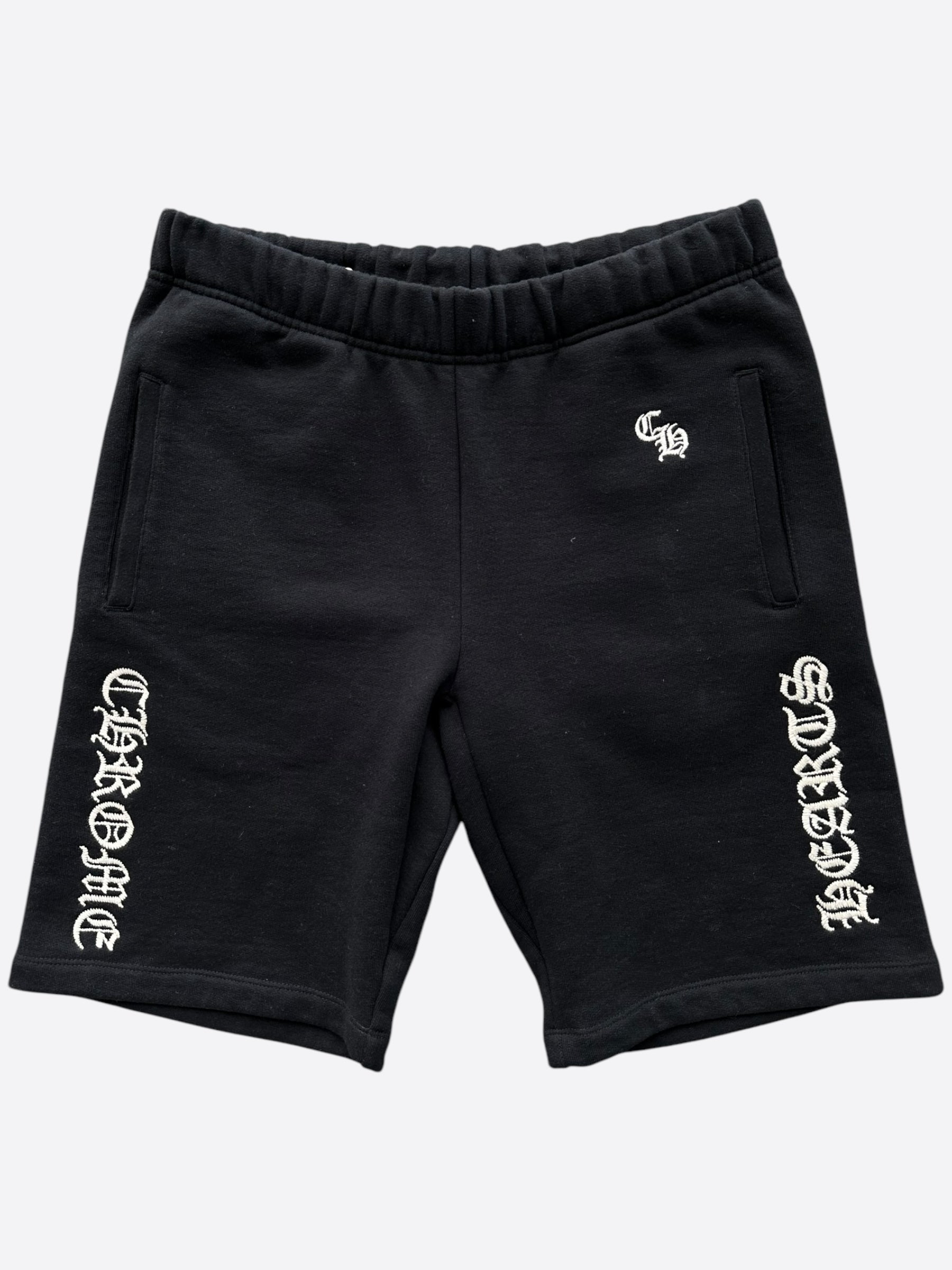 Chrome Hearts Black & White Embroidered Shorts for Men - Stylish Streetwear Fashion | Perfect for Casual Outfits, Summer Wear & Hip-Hop Style