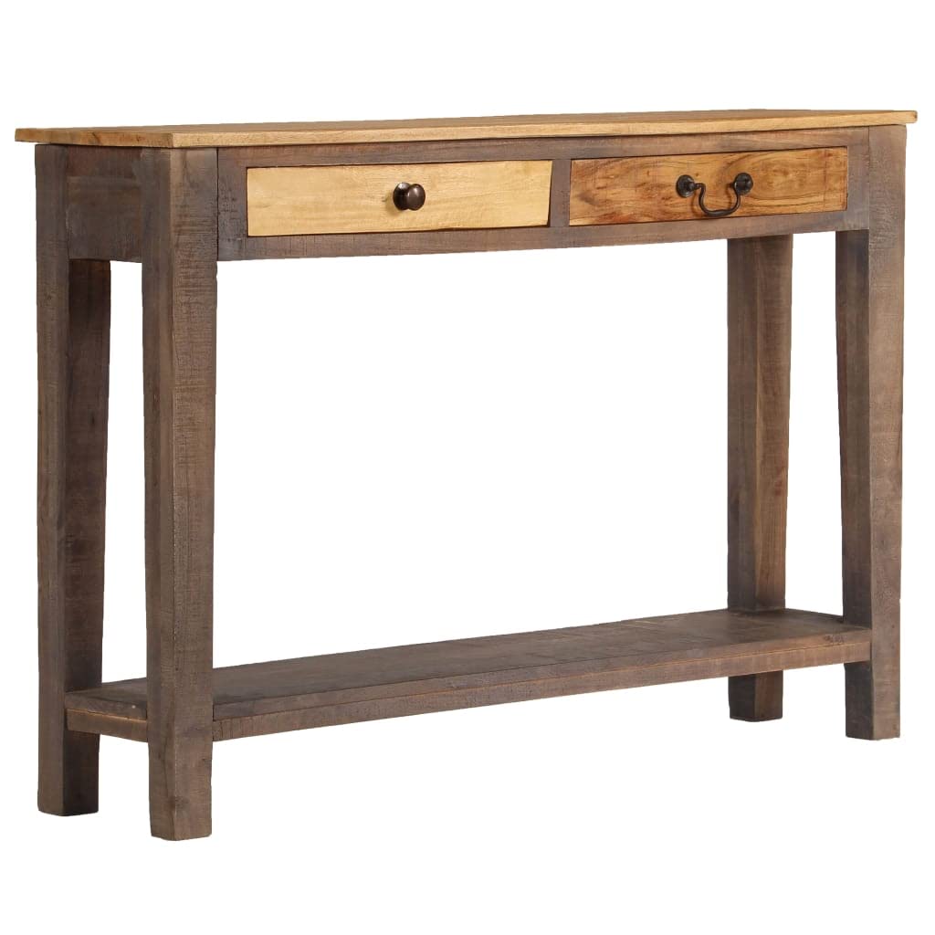 Vintage Solid Wood Console Table with Drawers & Shelf - Dark Brown Farmhouse Side Table for Entryway, Living Room & Hallway Decor