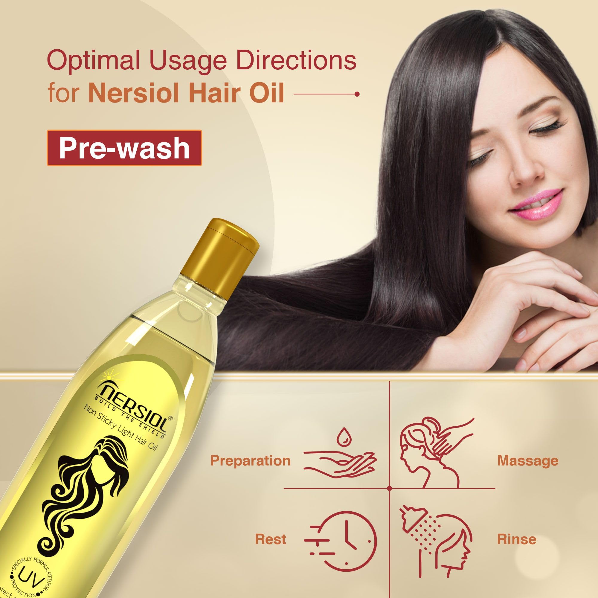 Nersiol UV Protective Hair Oil with Vitamin E - Color Protection, Anti-Hair Fall & Smoothing Treatment for Damaged Hair | 200ml Bottle (Pack of 3) | Daily Hair Care for Sun, Pool & Styling Protection