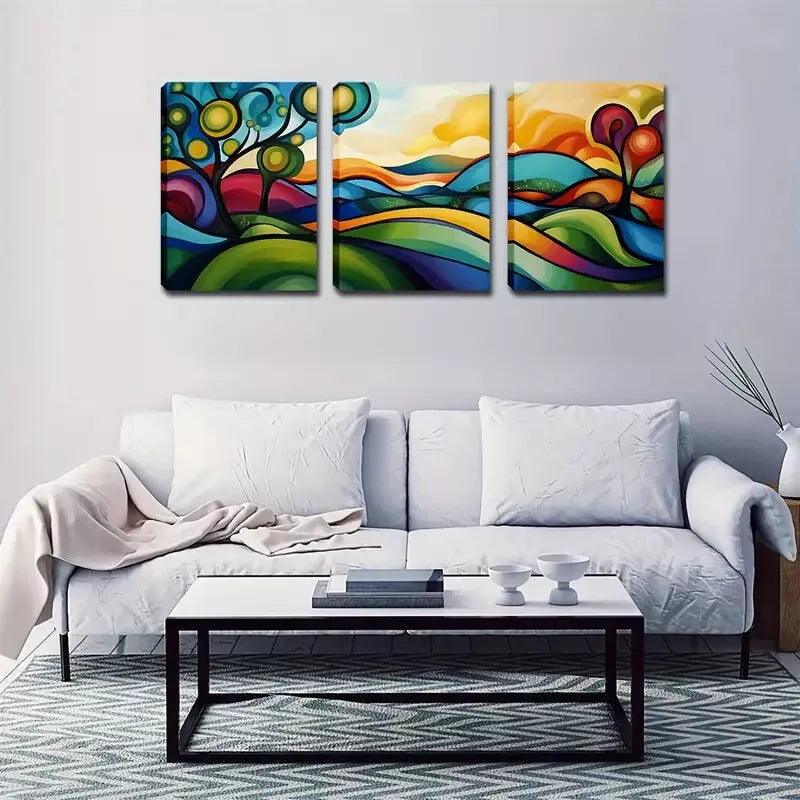 3-Piece Abstract Mountain Forest Wall Art Set - Framed Canvas Prints 40x60cm | High Quality Australian Made | Ready to Hang | Perfect for Living Room, Bedroom & Office Decor