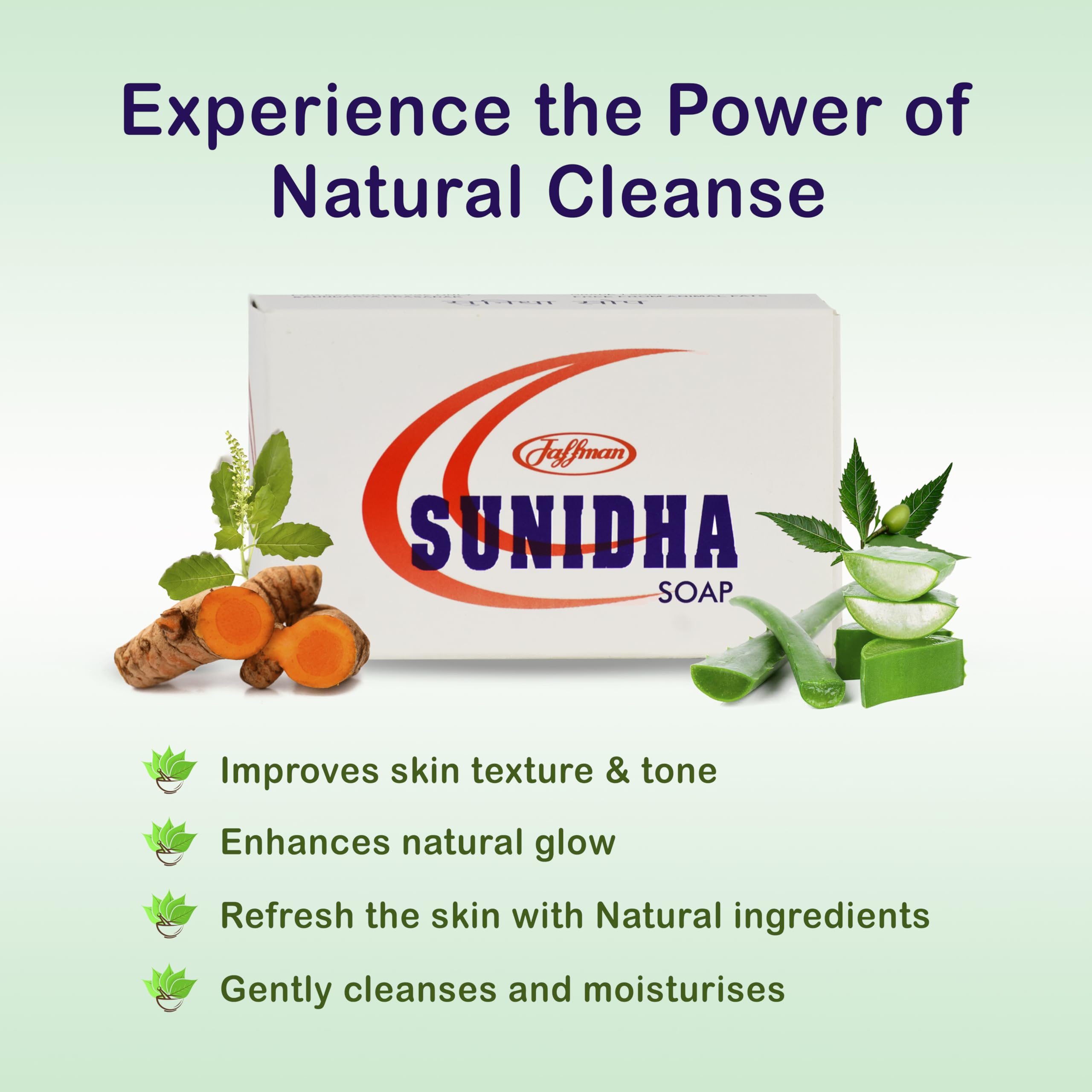 Jaffman Sunidha Soap with Milk, Aloe Vera, Tulsi & Neem - Moisturizing & Nourishing Bar Soap for Soft Skin - Combo Pack of 3 - Ideal for Daily Skincare Routine for Men & Women
