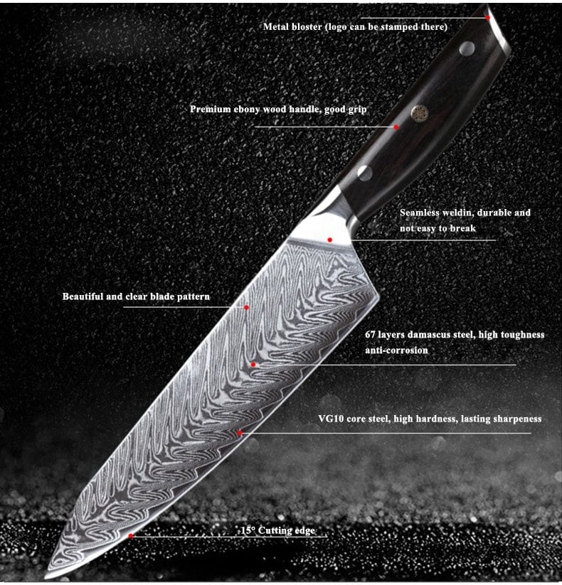 Premium 7-Piece Japanese VG10 High Carbon Steel Damascus Chef Knife Set with Scissors & Wooden Block - Perfect for Professional Kitchens, Home Cooking & Culinary Gifts