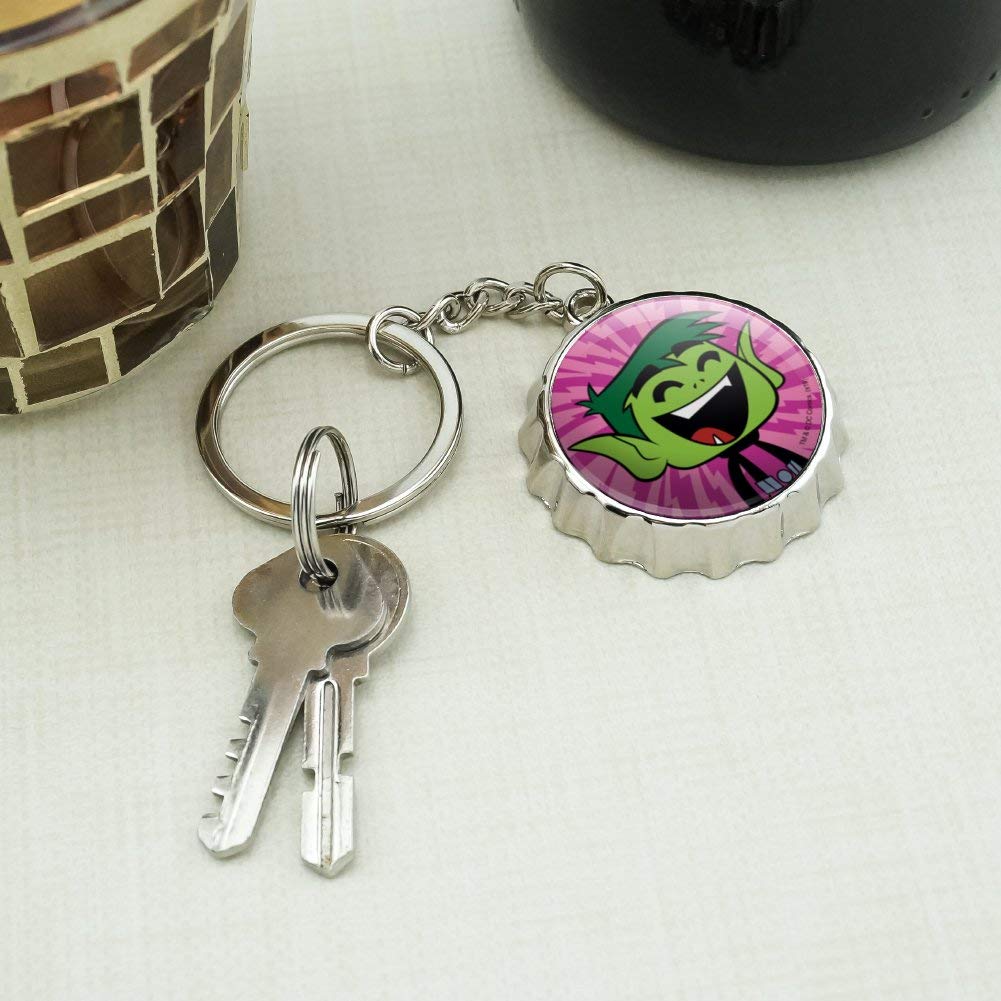 Teen Titans Go! Beast Boy Keychain - Chrome Plated Metal Bottle Opener & Pop Cap - Perfect for Fans, Gifts, and Everyday Use