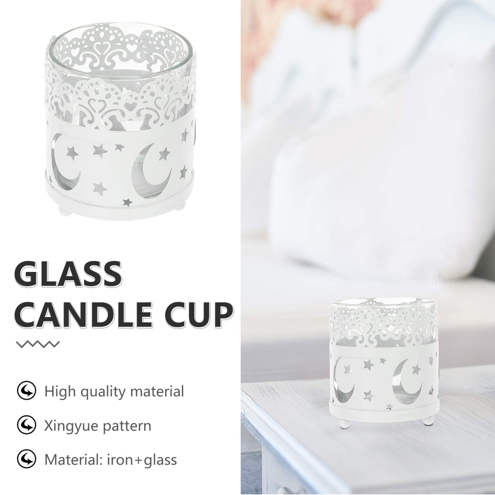VOSAREA European Style Wrought Iron Glass Candle Holder - Elegant Home Decor Candlestick for Table Centerpiece, Wedding, Romantic Dinner & Living Room Ambiance