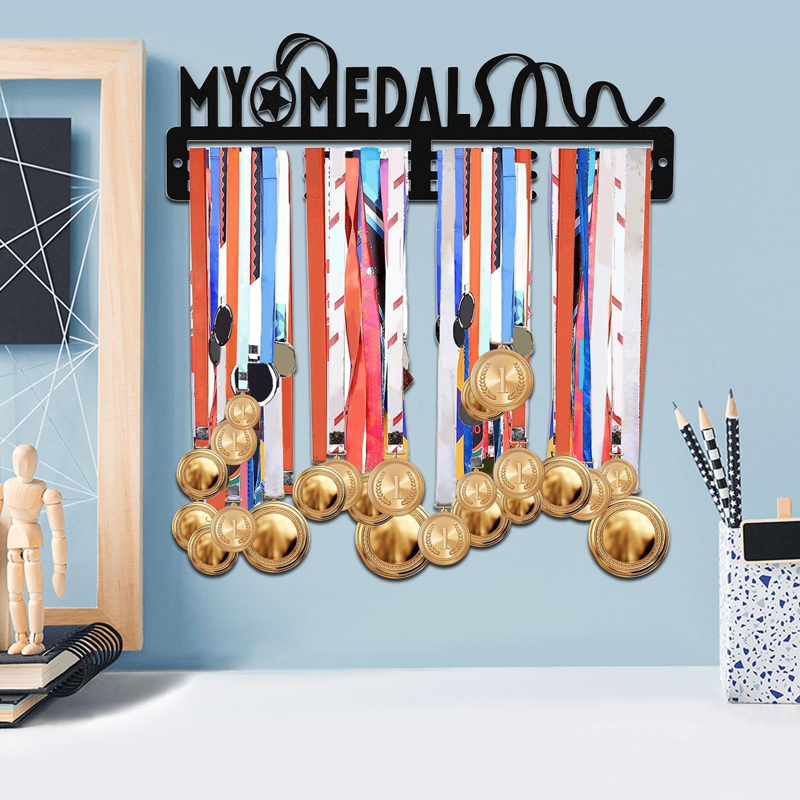 Premium Iron Award Ribbon Wall Display Hanger - Holds 24-30 Awards with Exquisite Letter Design | Perfect for Trophy Showcase, Office Decor & Competition Prize Organization
