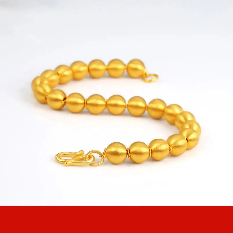24K Pure Gold Bracelet - 999 Solid Real Gold Bangle with Smooth Beads, Elegant & Trendy Classic Jewelry for Women | Perfect for Gifts, Parties, and Everyday Luxury Wear