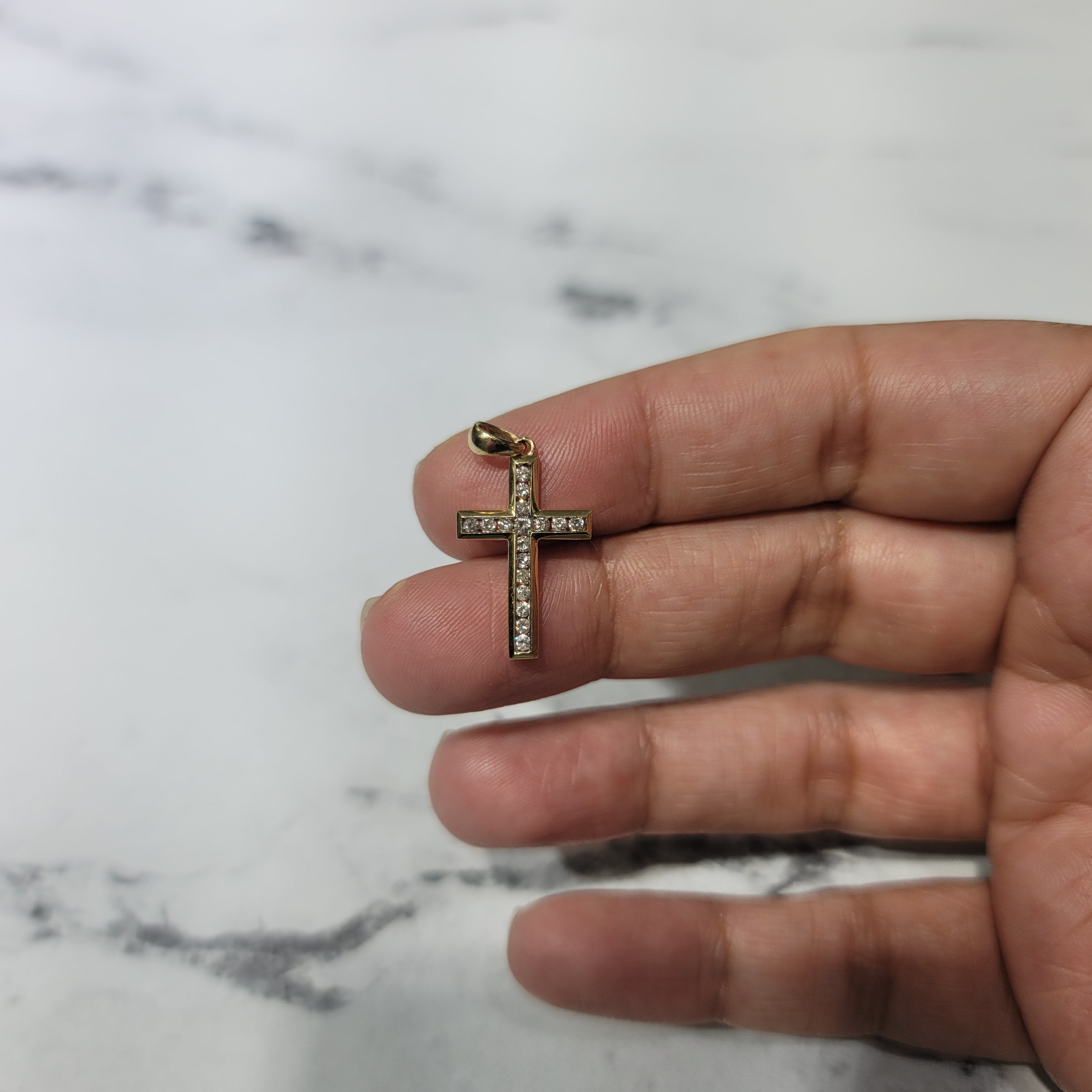 1/3 CT Channel Set Diamond Cross Pendant Necklace in 14k Yellow Gold - Perfect for Gifts, Weddings & Everyday Elegance