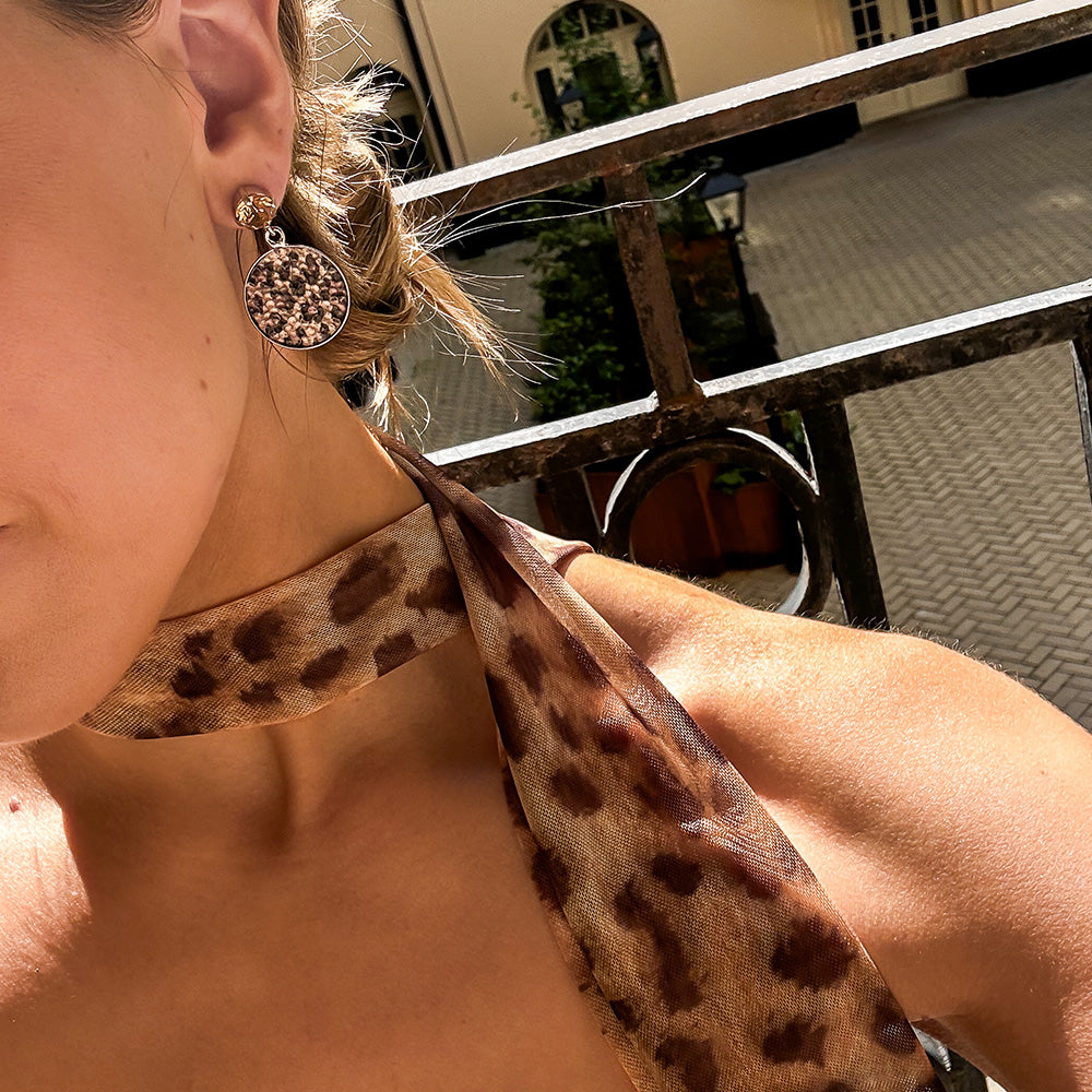 Chloe Leopard Print Stud Earrings for Women - Fashion Animal Print Jewelry Gift for Parties, Dating & Everyday Wear
