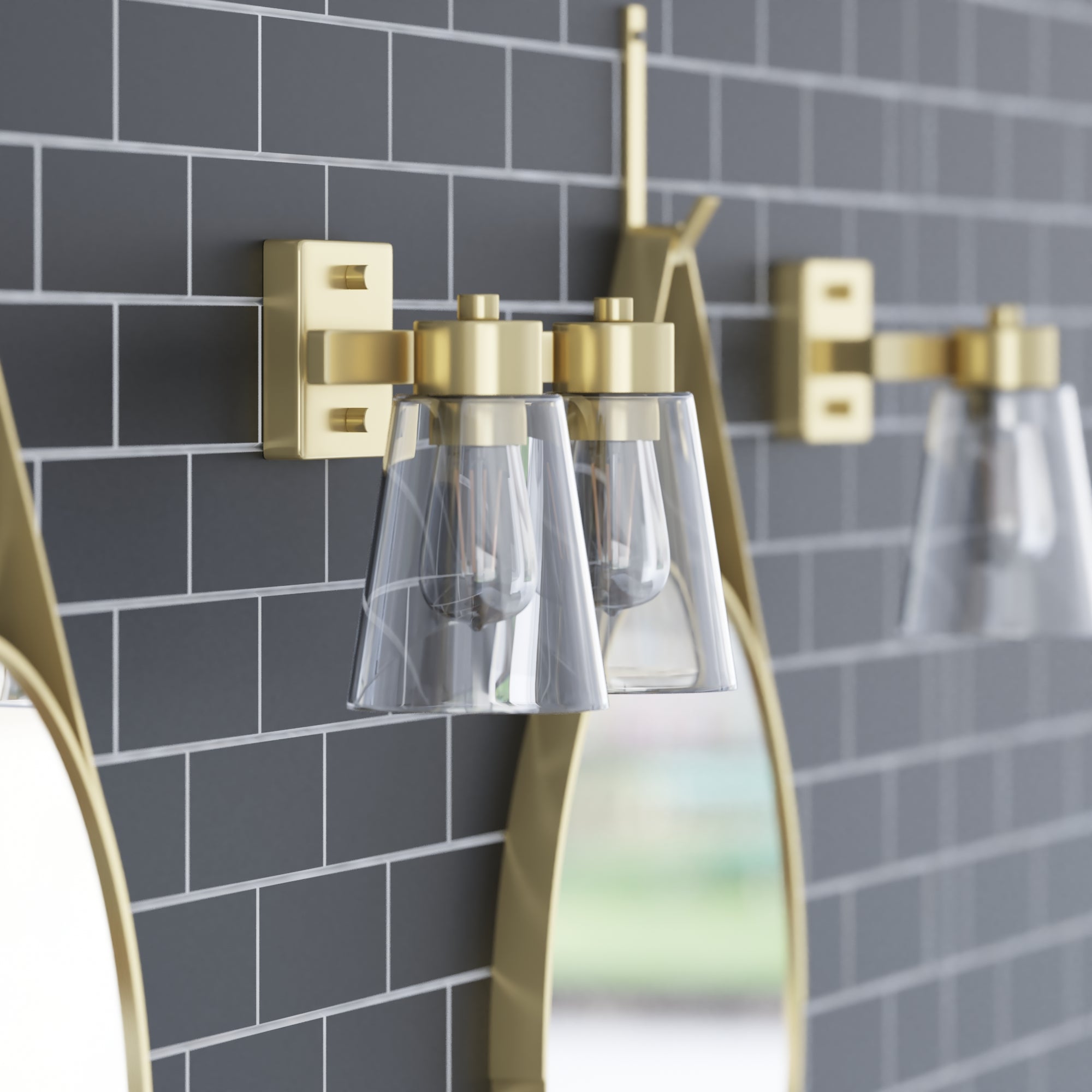 Fairendale 2-Light Vanity Light Fixture with Clear Glass Shades in Soft Gold Finish - Perfect for Bathroom, Bedroom, and Dressing Room Lighting