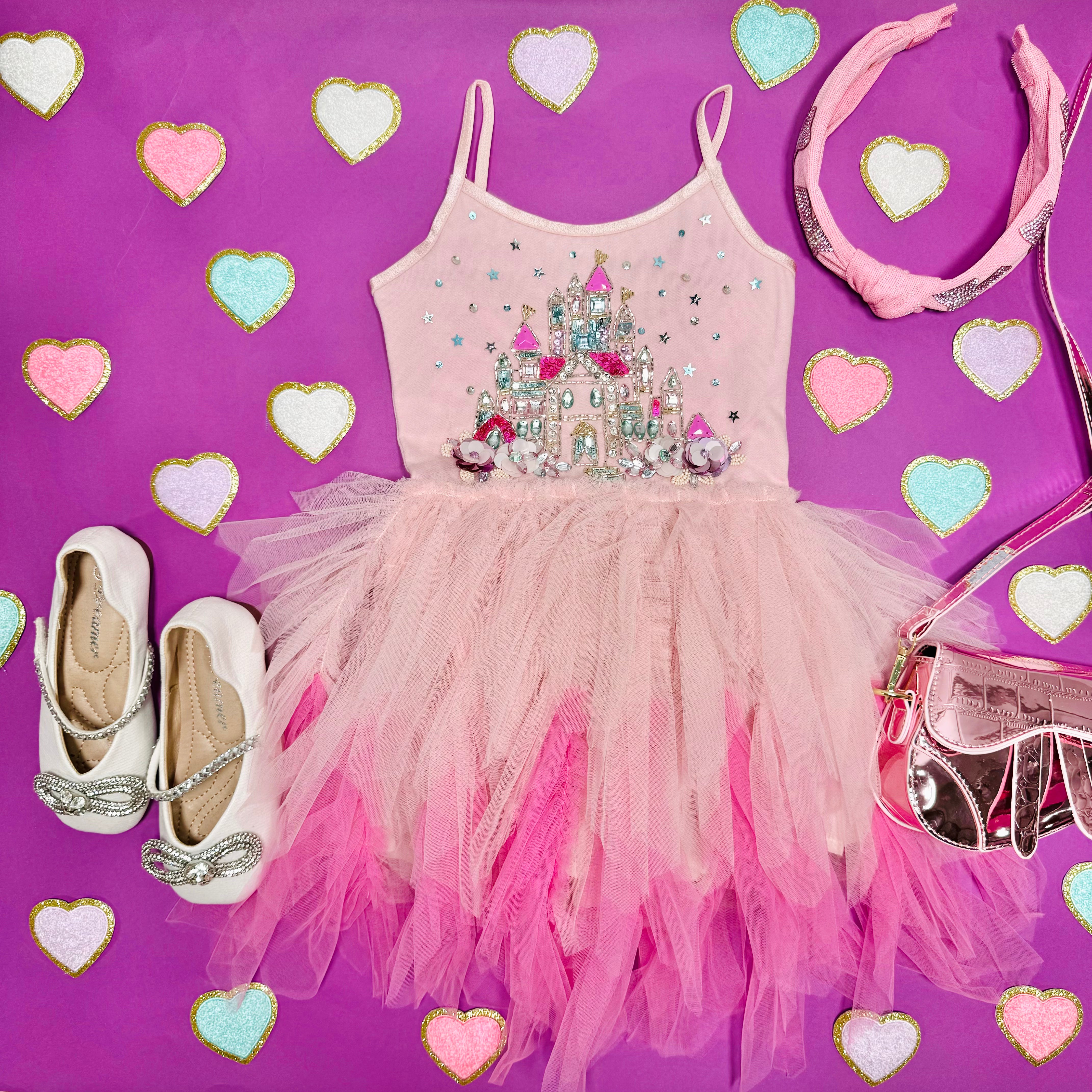 Castle Emma Tutu Dress for Girls - Elegant Princess Party Dress with Layers of Tulle - Perfect for Birthday, Pageant, Photo Shoot & Special Occasions