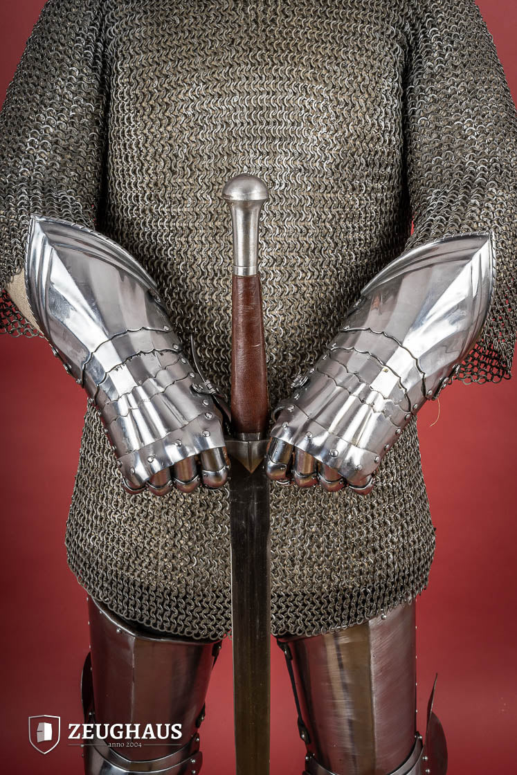 15th Century German Gauntlets - 1.2mm Polished Steel Medieval Armor for LARP, Cosplay & Historical Reenactment