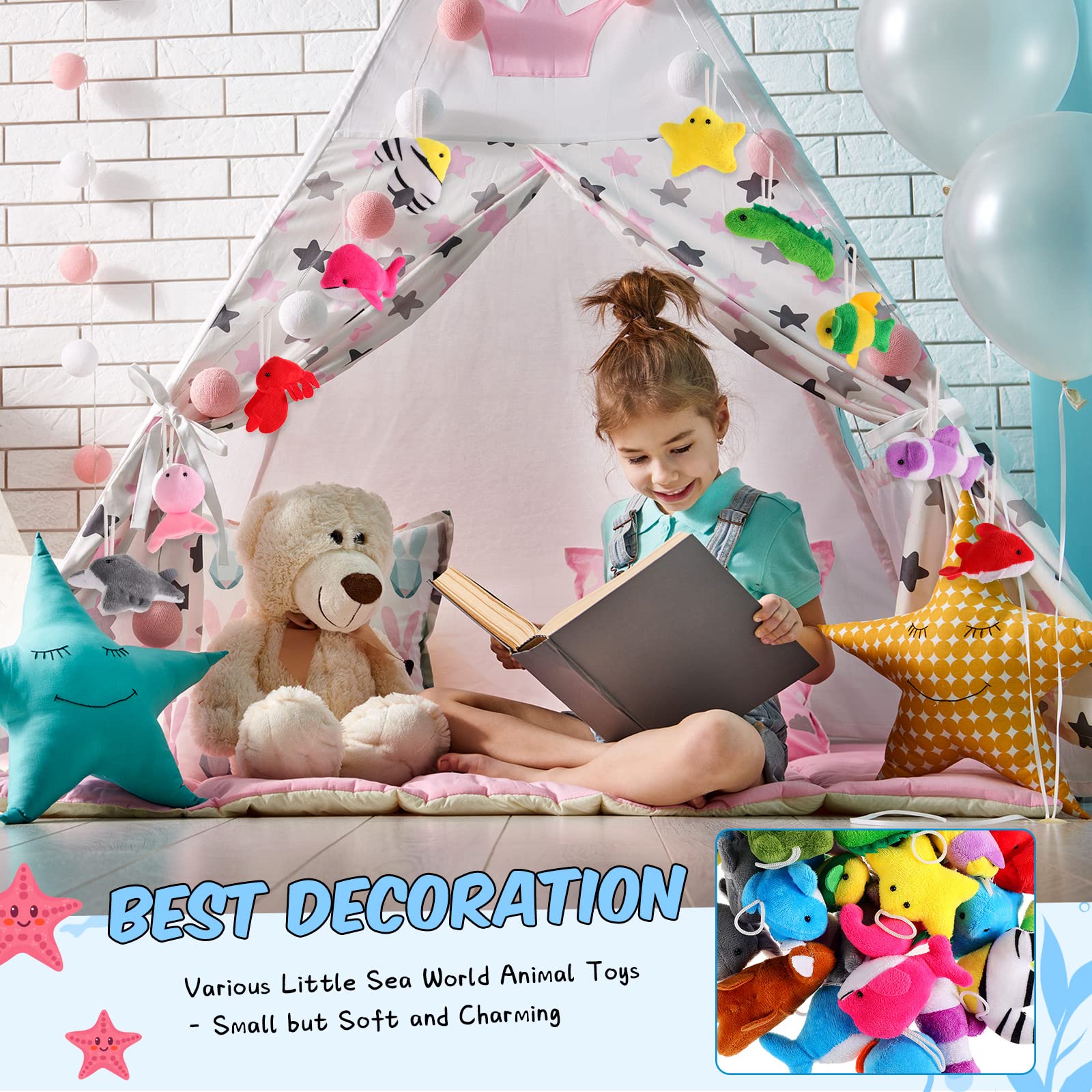 90 Pcs Mini Stuffed Animal Bulk - Cute Small Sea Creature Plush Toys for Kids, Party Favors, Easter Egg Fillers & Keychain Decorations - Perfect for Birthday Parties, Classroom Rewards and Goodie Bags