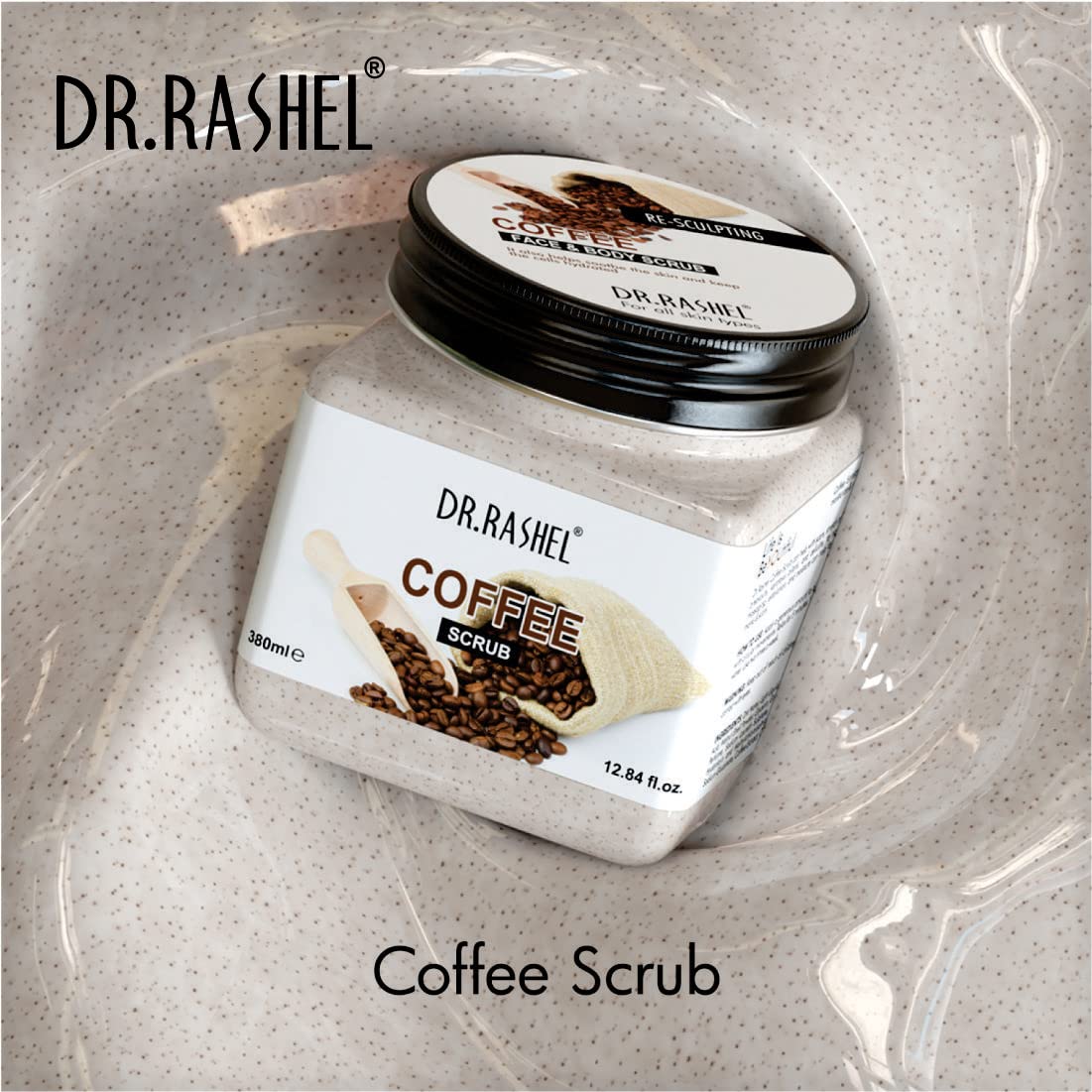 DR.RASHEL Vitamin C Coffee Scrub for Face & Body - Exfoliating & Brightening Treatment for Dark Circles & Skin Rejuvenation (380ml) - Perfect for Morning Routine & Spa Day Self-Care