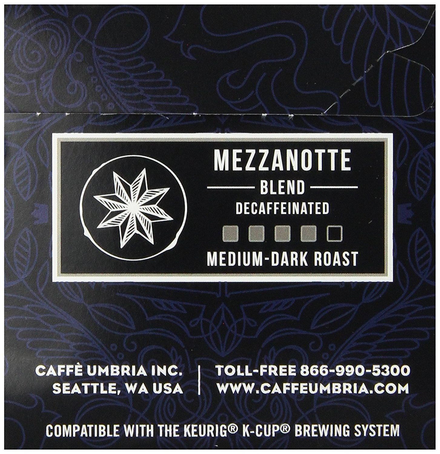 Caffe Umbria Single Serve Coffee Pods - Mezzanotte Decaf Blend (12 Count) | Compatible with Keurig K-Cup Brewers | Perfect for Home & Office Use