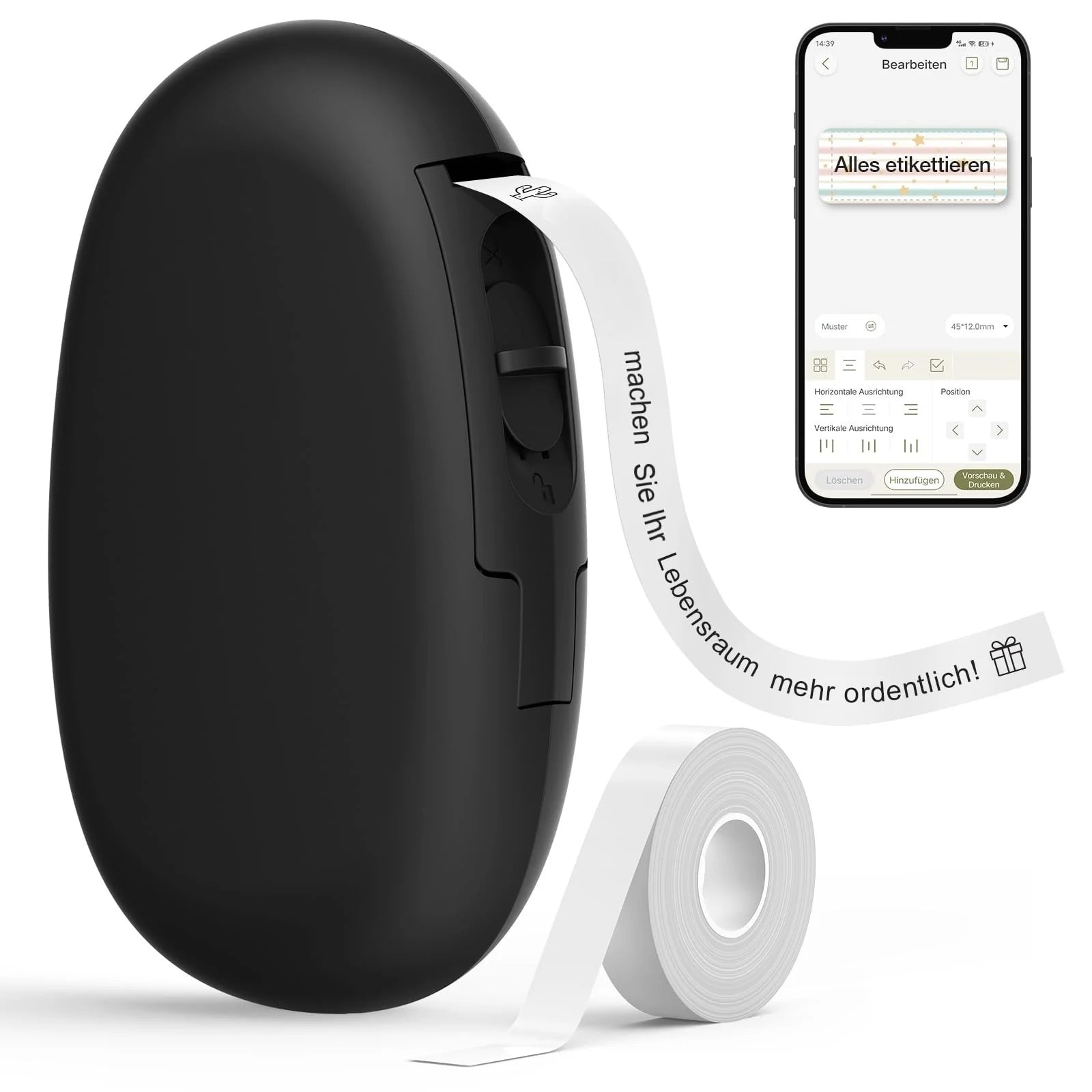 SUPVAN Katasymbol Mini Bluetooth E10 Portable Label Printer - Self-Adhesive Sticker Maker for iOS & Android - Perfect for Home, Office, Retail & Warehouse Organization