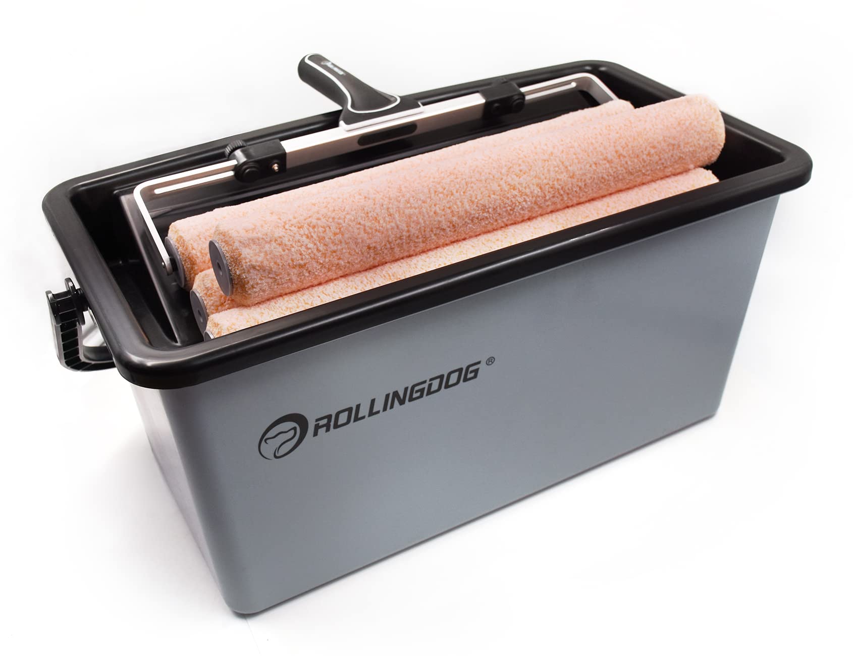 ROLLINGDOG 7-Piece 18 Inch Paint Roller Kit - Includes 18 Inch Paint Tray, Paint Bucket with Lid & 4 Pack 3/8