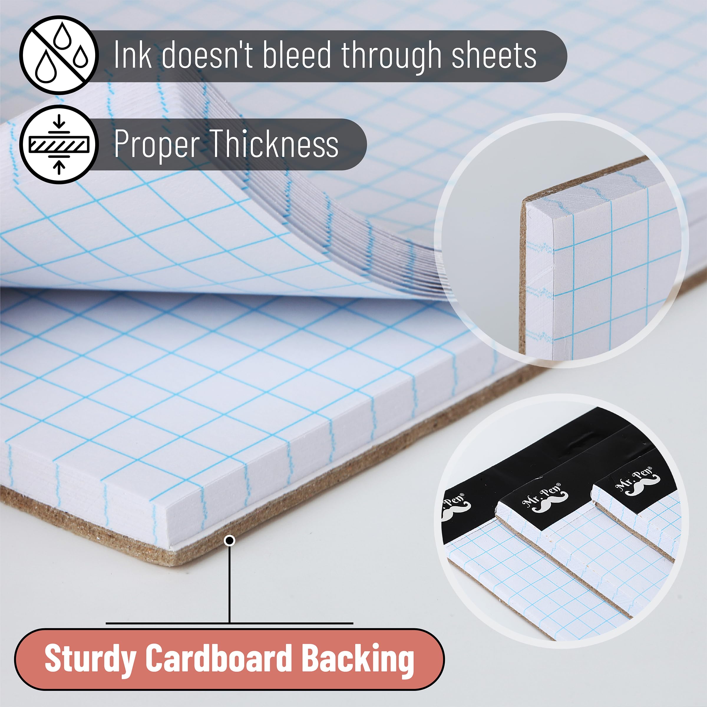 Mr. Pen Graph Paper Pad, 2 Pack (55 Sheets Each), 8.5
