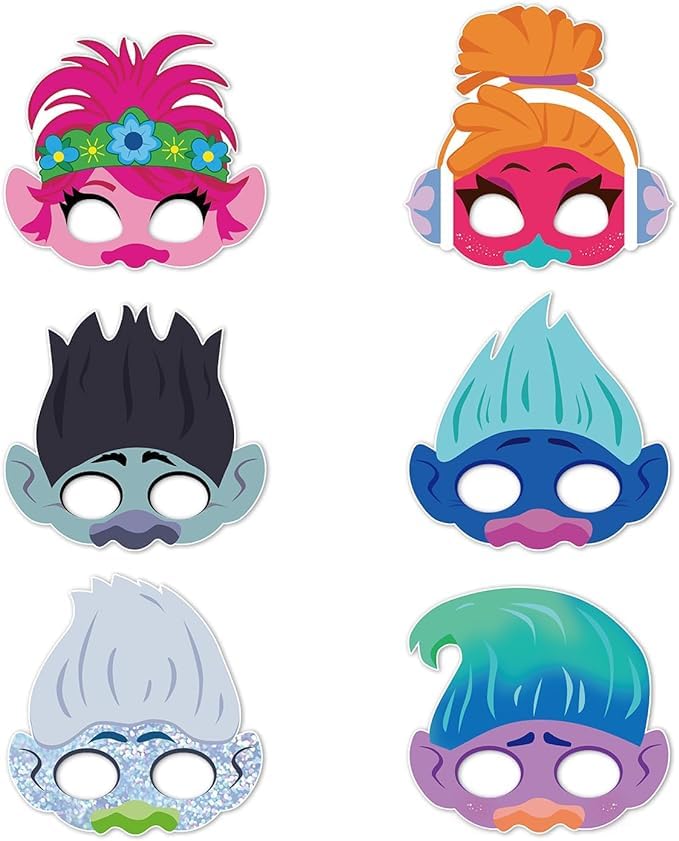 12Pcs Party Paper Masks for Kids - Fun Birthday Party Glasses & Face Decorations - Cartoon Photo Props for Halloween, Christmas & Costume Parties