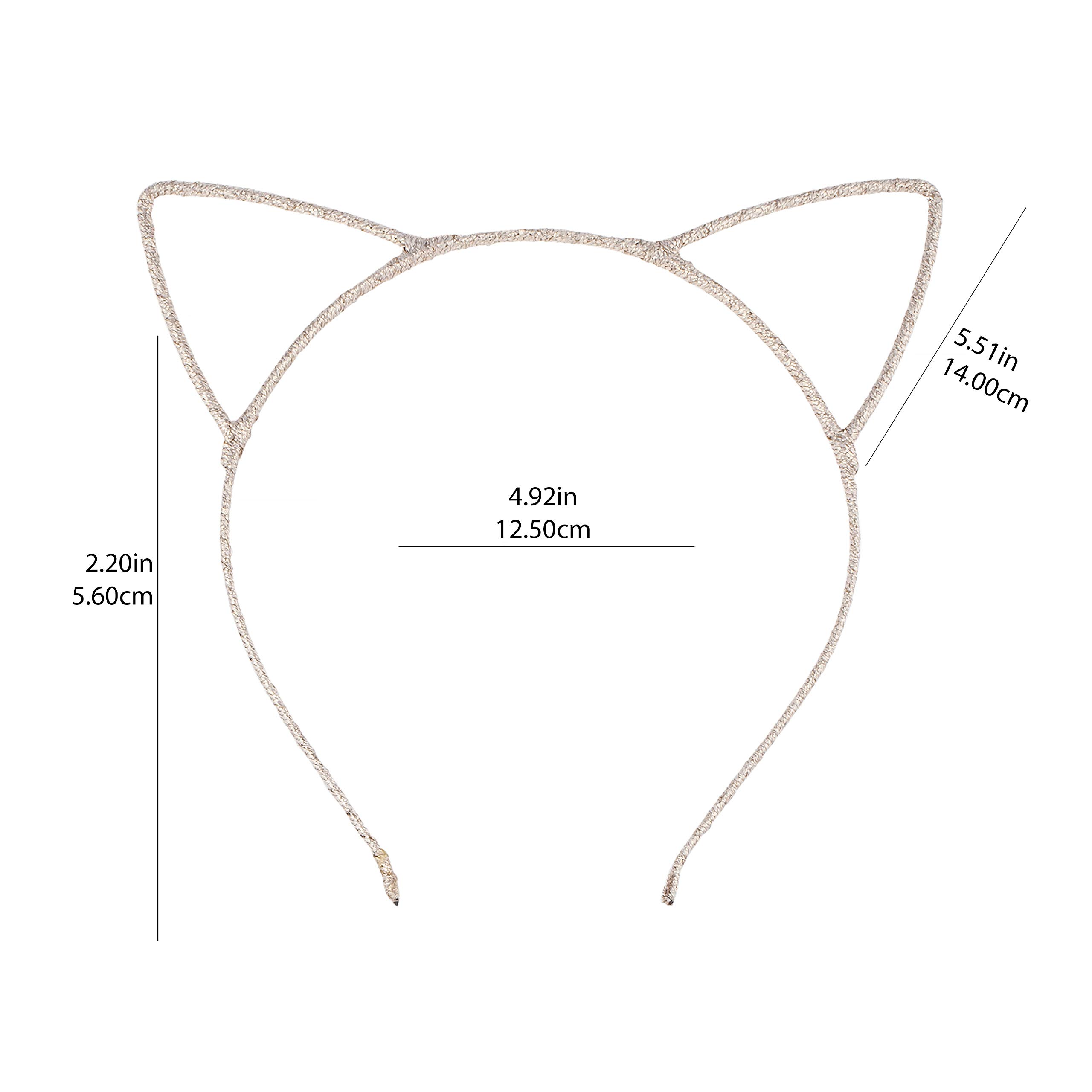 LUX ACCESSORIES White Black Blush Wire Cat Ears Headband Set (3pc) - Girls Christmas Fashion Headbands for Parties, Cosplay, and Festive Events