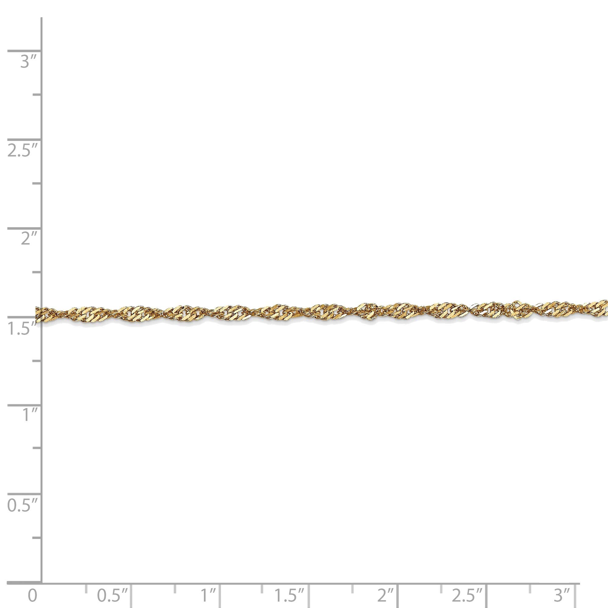 Bonyak 14K Yellow Gold 2mm Singapore Chain Necklace for Women - Elegant Layering, Gift Giving & Everyday Wear