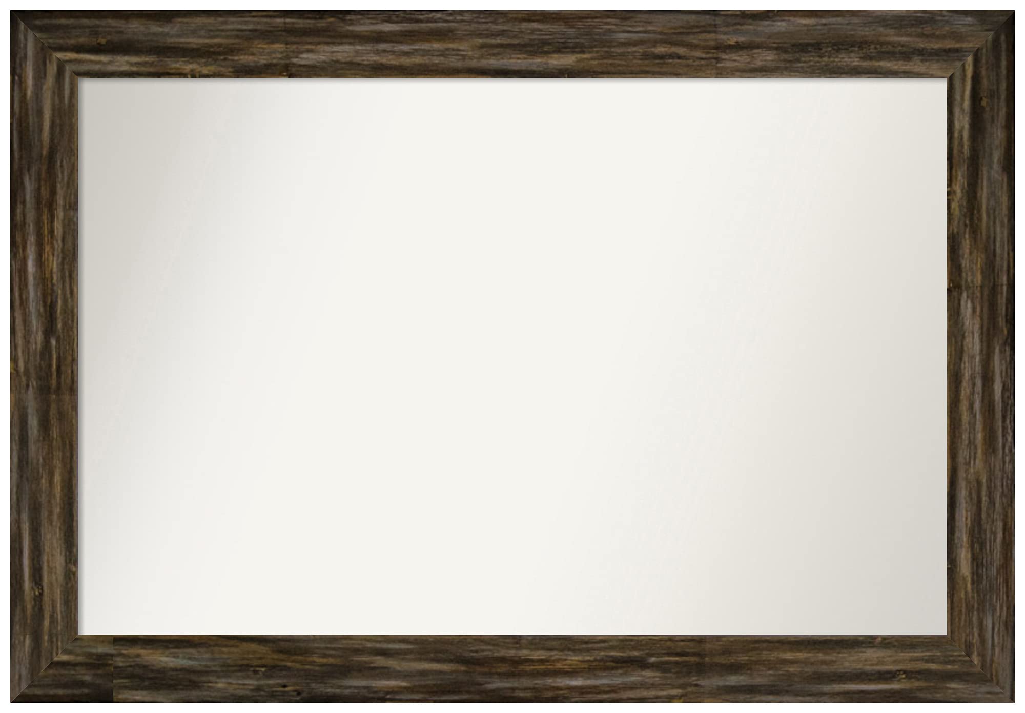 Amanti Art Non-Beveled Custom Wall Mirror 26.5x38.5 Inches - Fencepost Brown Narrow Frame - Bathroom & Living Room Decor - Various Sizes Available