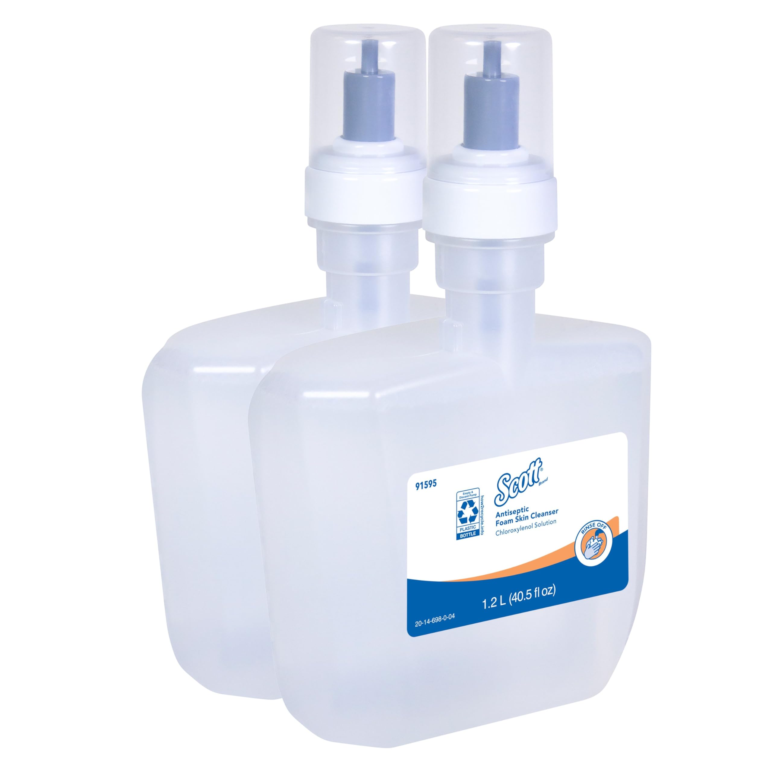 Scott Professional Antiseptic Foam Skin Cleanser (91595) - 1.2L Fragrance-Free Foaming Hand Soap Refill, 1.75% PCMX Formula, NSF E-2 Rated (2-Pack) - Ideal for Hospitals, Clinics, Restaurants & Commercial Washrooms