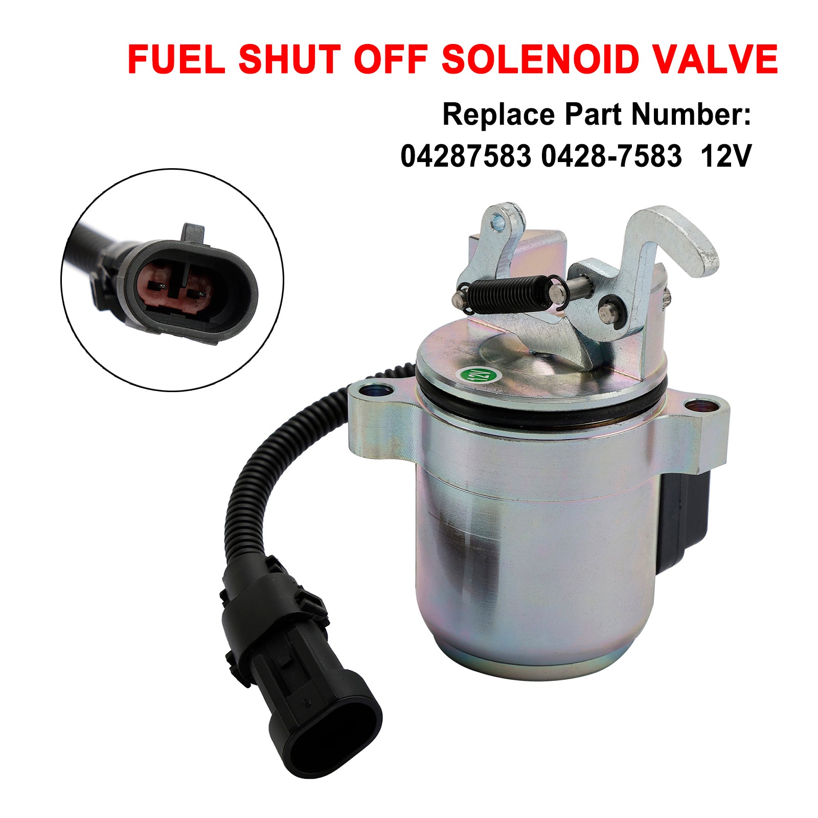 12V Fuel Shutoff Solenoid Valve Compatible with Deutz 1011 2011 Engines - Replacement Part for Tractor, Generator & Heavy Equipment