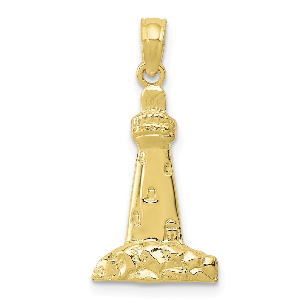 10K Yellow Gold Lighthouse Pendant Necklace - Elegant Nautical Jewelry for Women - Perfect Gift for Beach Lovers, Sailors & Ocean Enthusiasts - Ideal for Birthdays, Anniversaries & Coastal Weddings