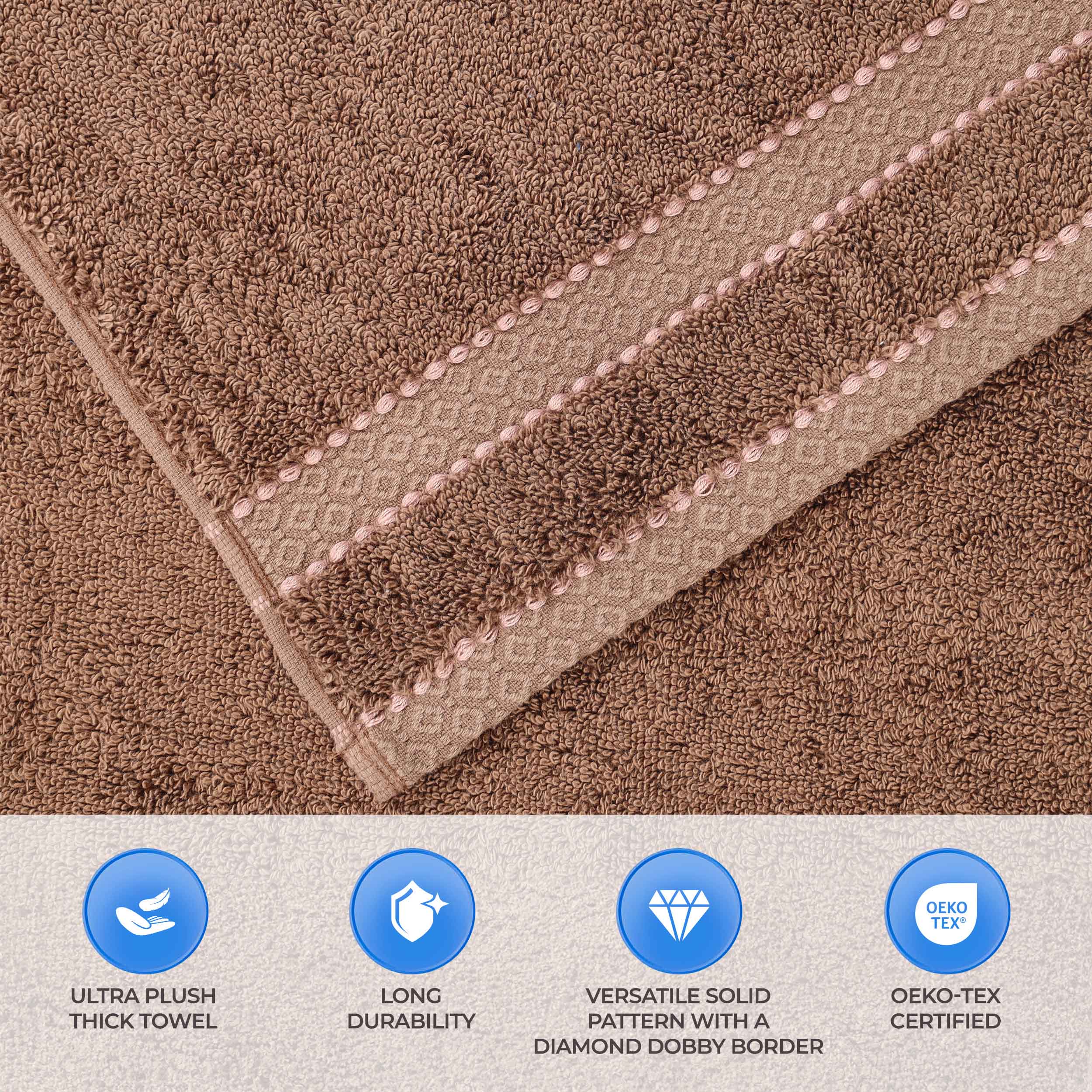 Premium 6-Piece Giza Cotton Towel Set - Ultra Absorbent & Soft Egyptian Dobby Weave - Perfect for Bath, Spa, and Luxury Home Use