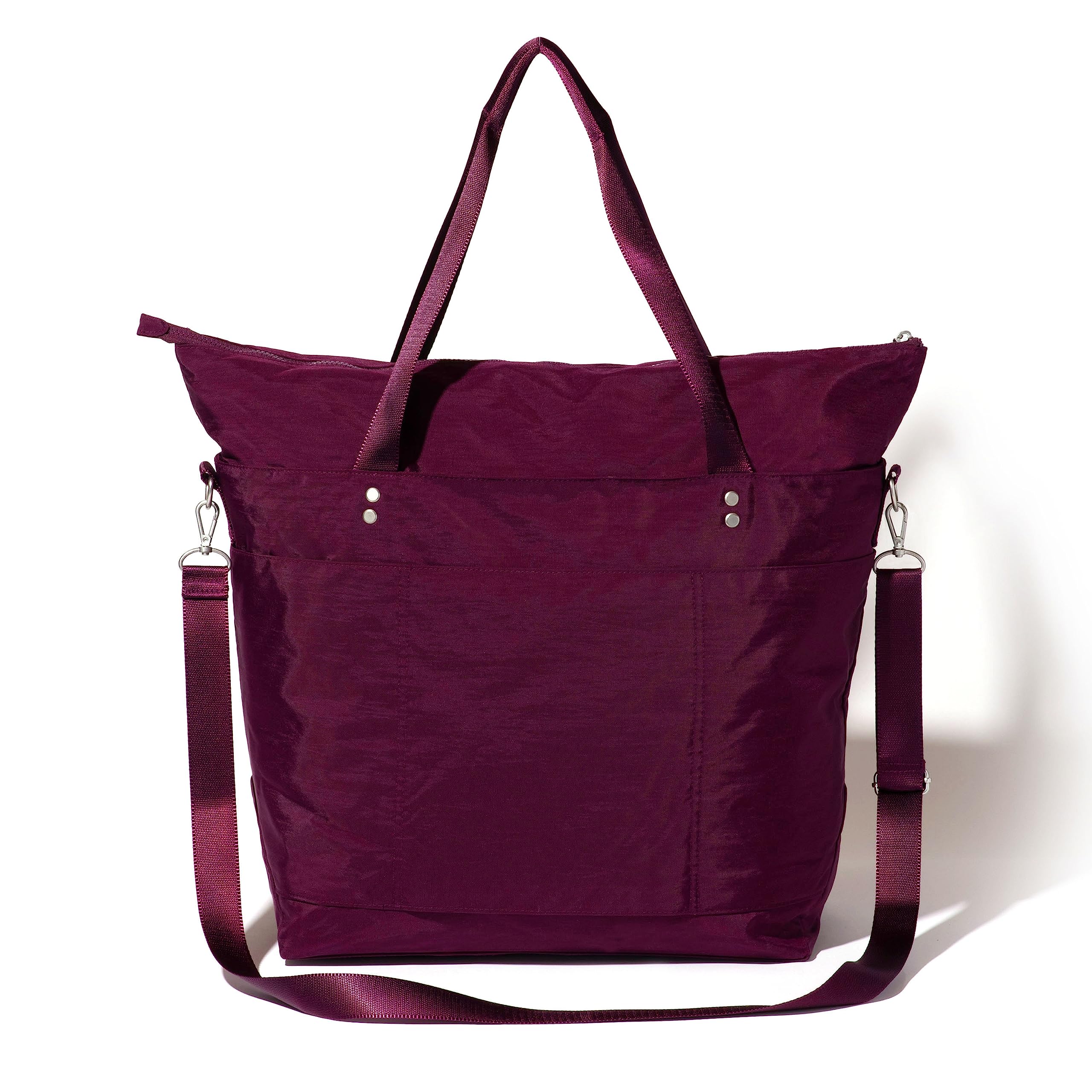 Stylish Large Nylon Tote Bag for Women - Lightweight Carryall Weekender with Zipper Top & Luggage Sleeve - Perfect for Travel, Beach, Work & Gym Essentials