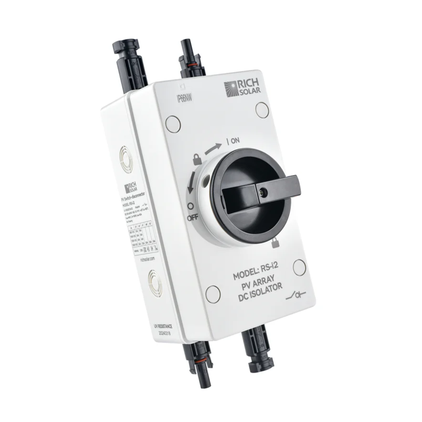 Rich Solar 30A 600V DC PV Disconnect Switch - Heavy Duty Solar Panel Isolator for Off-Grid Systems, RV, Marine & Home Solar Power Applications
