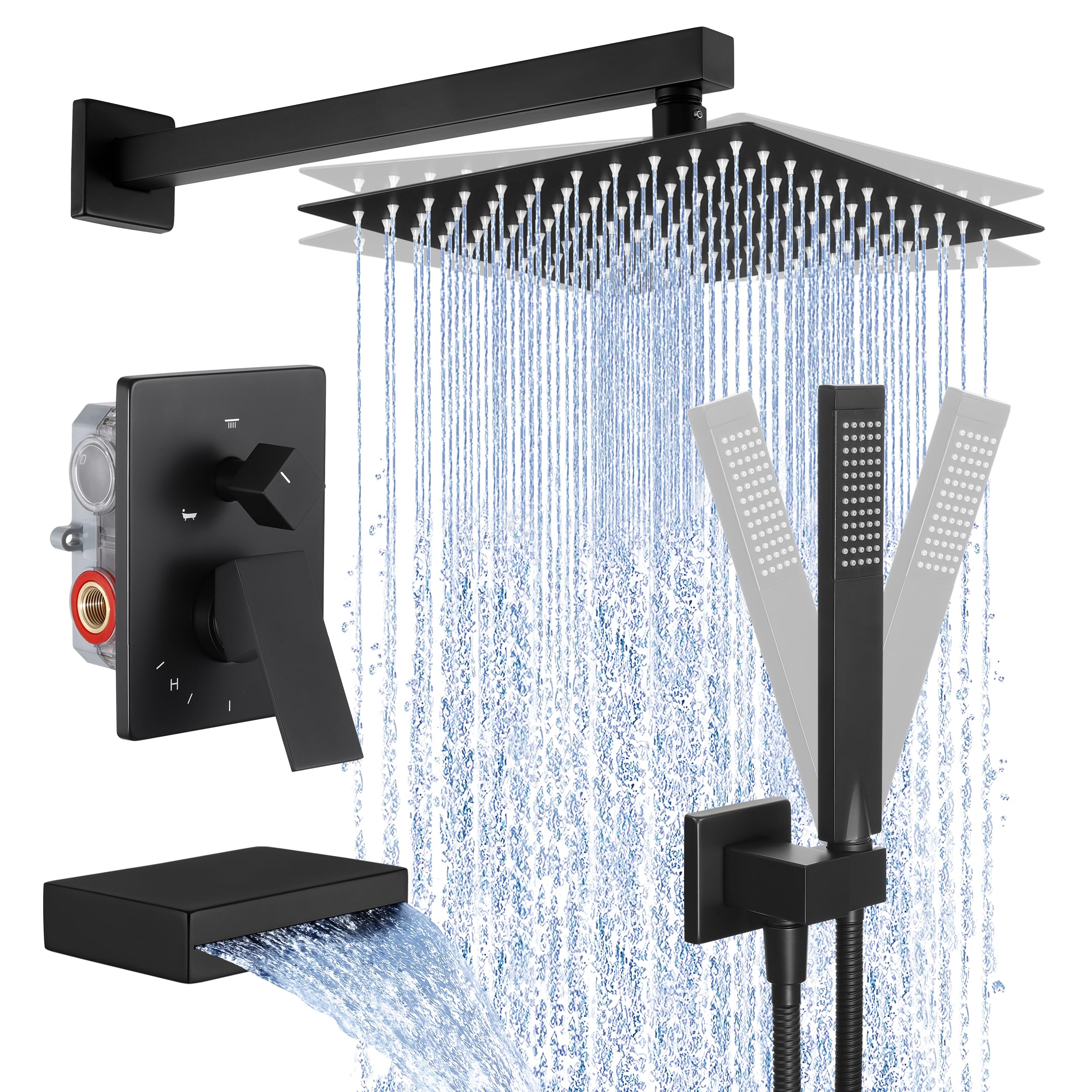 Premium Matte Black Shower System with 10