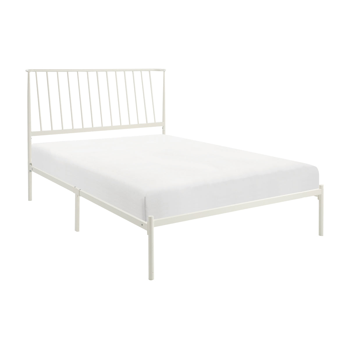 Stylish White Full Platform Bed Frame - Modern Minimalist Design for Bedroom, Guest Room, or Studio Apartment