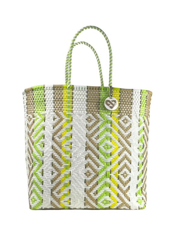 Eco-Friendly Upcycled Citrus Handwoven Small Tote Bag by Maria Victoria - Perfect for Beach, Shopping & Farmers Market