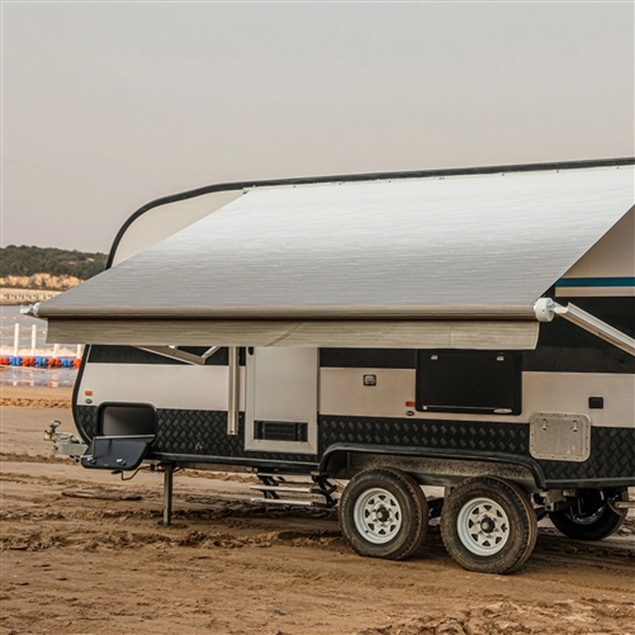 Motorized Retractable RV Awning 10x8 Feet - Grey - Perfect for Outdoor Camping & RV Travel Accessories