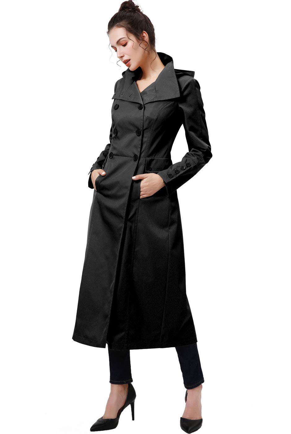 BGSD Women's Waterproof Hooded Maxi Long Trench Coat - Winter Raincoat for Women, Plus Size & Regular Fit, Perfect for Outdoor Activities, Commuting & Travel