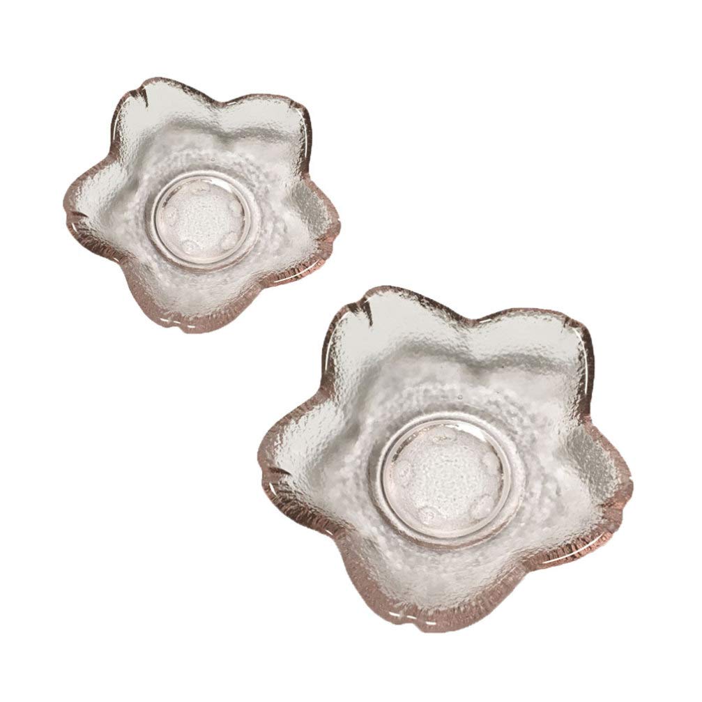 UPKOCH 2-Piece Mini Glass Sauce Dishes - Flower-Shaped Sushi Dipping Bowls, Seasoning Dishes & Appetizer Plates (Size S & L) - Perfect for Asian Cuisine, Sushi Parties & Home Dining