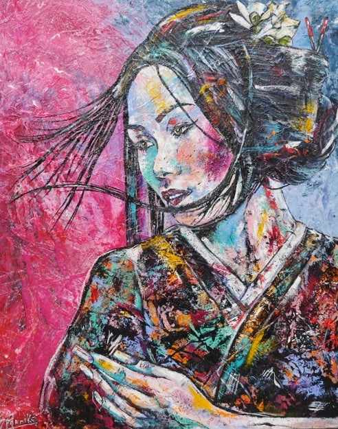 Abstract Realism Geisha Art Print - Japanese Wall Decor for Home & Office - Perfect for Living Room, Bedroom & Office Spaces
