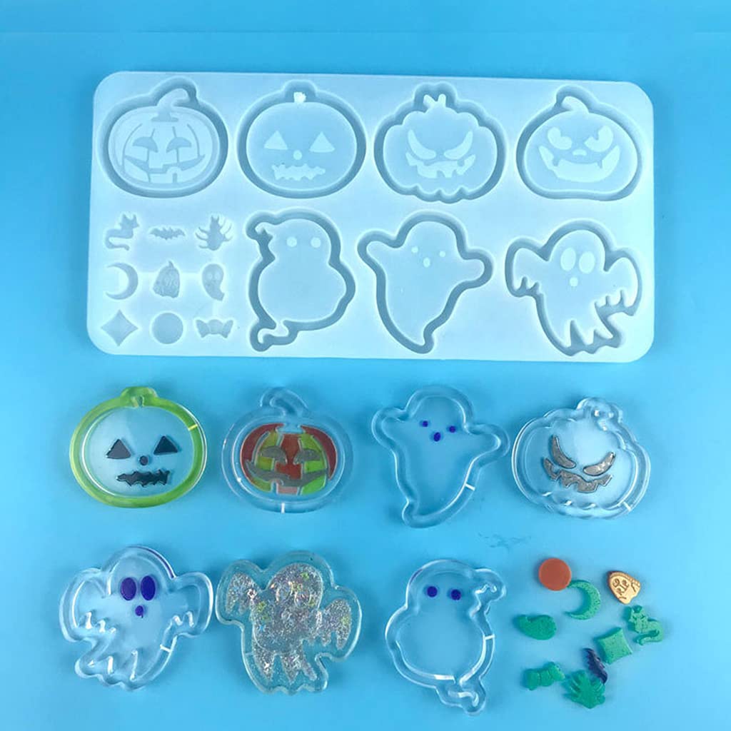 Epoxy Resin Halloween Quicksand Silicone Mold - DIY Jewelry Keychain Pendant Craft Making Kit for Resin Art, Halloween Decorations - Perfect for DIY Gifts, Cosplay Accessories & Home Decor