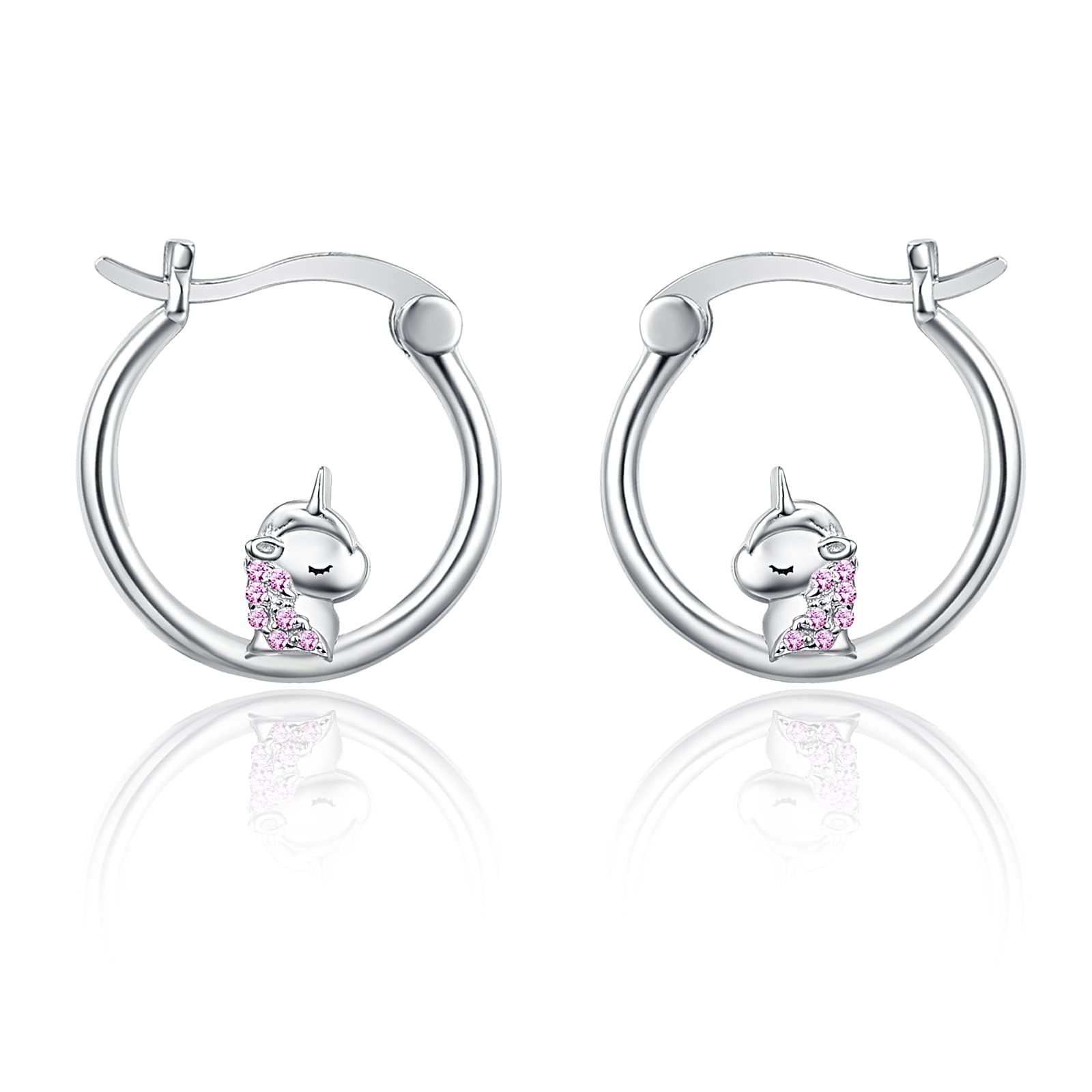 Dreamy Unicorn Hoop Earrings for Women - 925 Sterling Silver Huggie Hoops | Cute Unicorn Jewelry for Birthday Party Gifts | Perfect for Everyday Wear, Date Nights & Special Occasions
