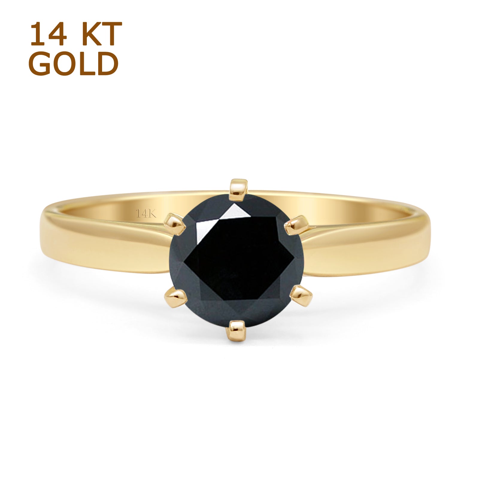 Black CZ 14K Yellow Gold
