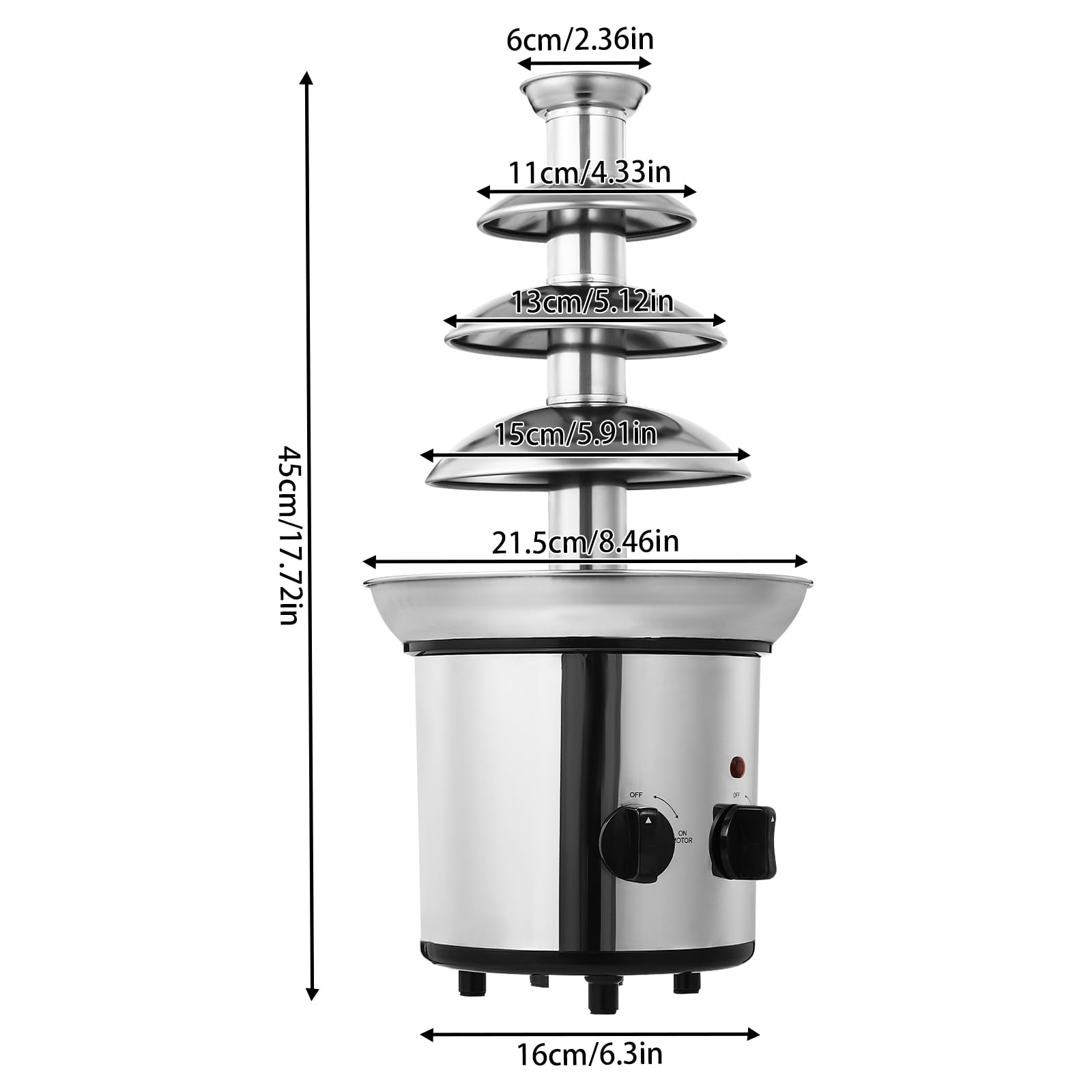 4 Tier Stainless Steel Chocolate Fountain Machine - Electric Chocolate Fondue Fountain for Parties, Weddings, Birthdays | Perfect for Dessert Buffets, Catering Events & Home Entertaining