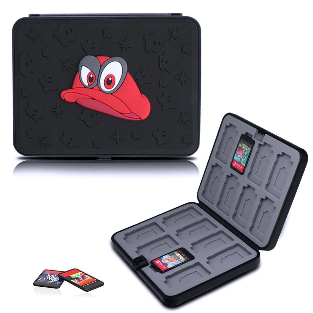 **Nintendo Switch Game Case for Switch/Lite/OLED - 16 Game & 16 Micro SD Card Slots - Durable Hard Shell Storage Box (Black) - Perfect for Travel & Gaming On-The-Go**