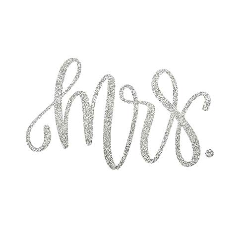 Mrs Iron On Decal - Silver Glitter Heat Transfer Vinyl for DIY Wedding Shirts, Honeymoon T-Shirts & Newly Married Gifts - Perfect for Brides, Wives & Couples Celebrating Marriage