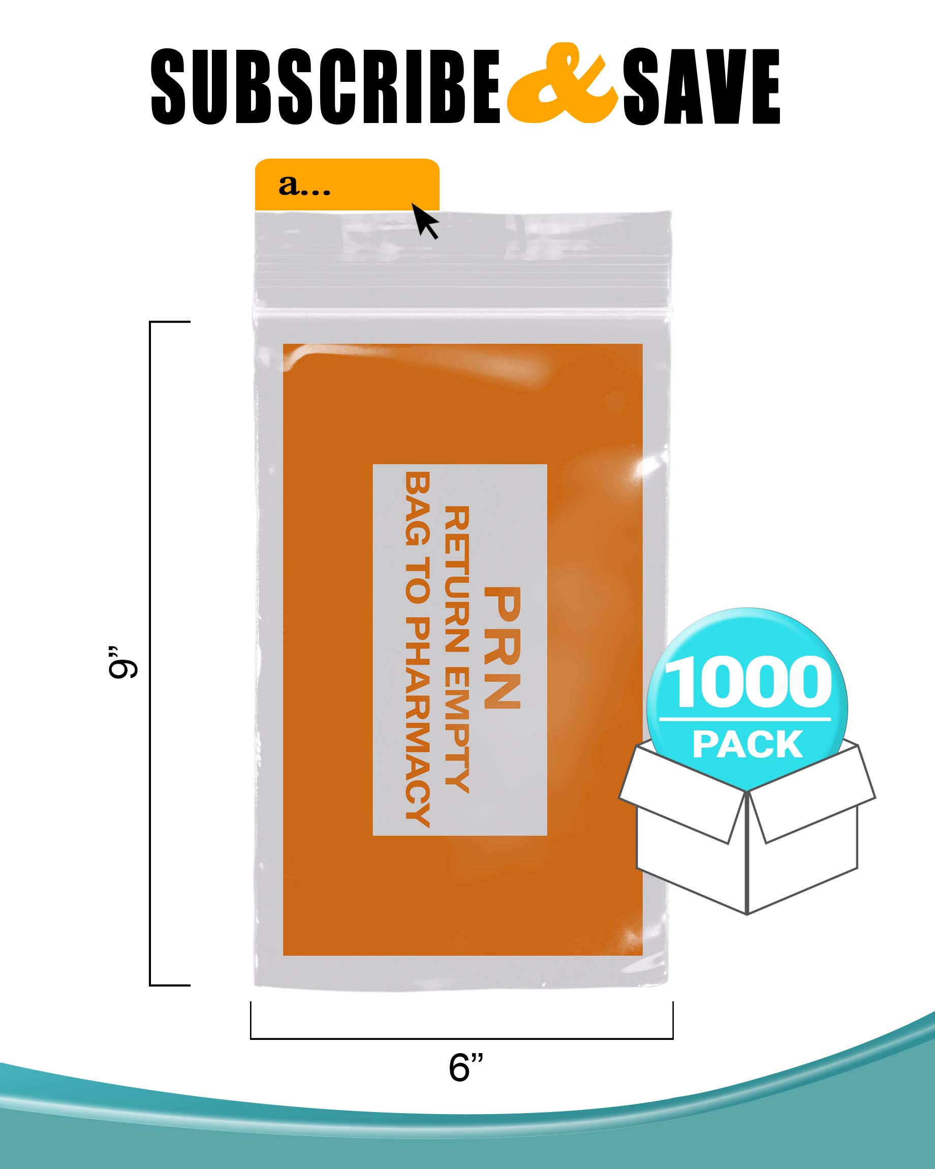 1000 Pack Orange 6x9 Inches 2 Mil Thick Clear Zipper PRN Bags with Secure Seal Closure | Durable Polyethylene Medical Bags for Pharmacy, Hospital, First Aid Kit & Home Healthcare Supplies