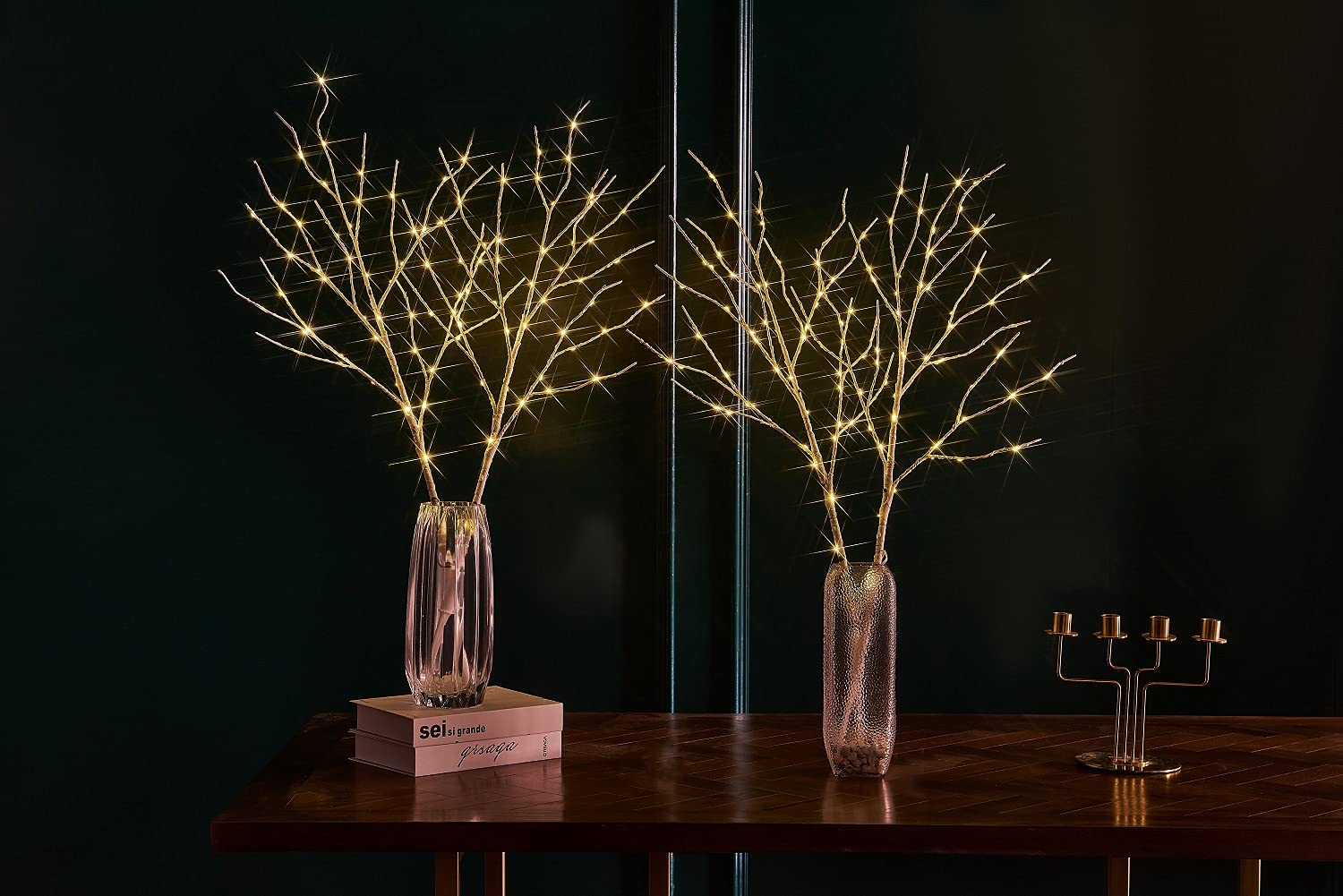 Fudios 30IN Battery Operated LED Birch Twig Lights with Timer - 100 Warm White LEDs for Indoor/Outdoor Holiday Decor (2-Pack) | Perfect for Winter Centerpieces, Vase Fillers, and Seasonal Home Decoration