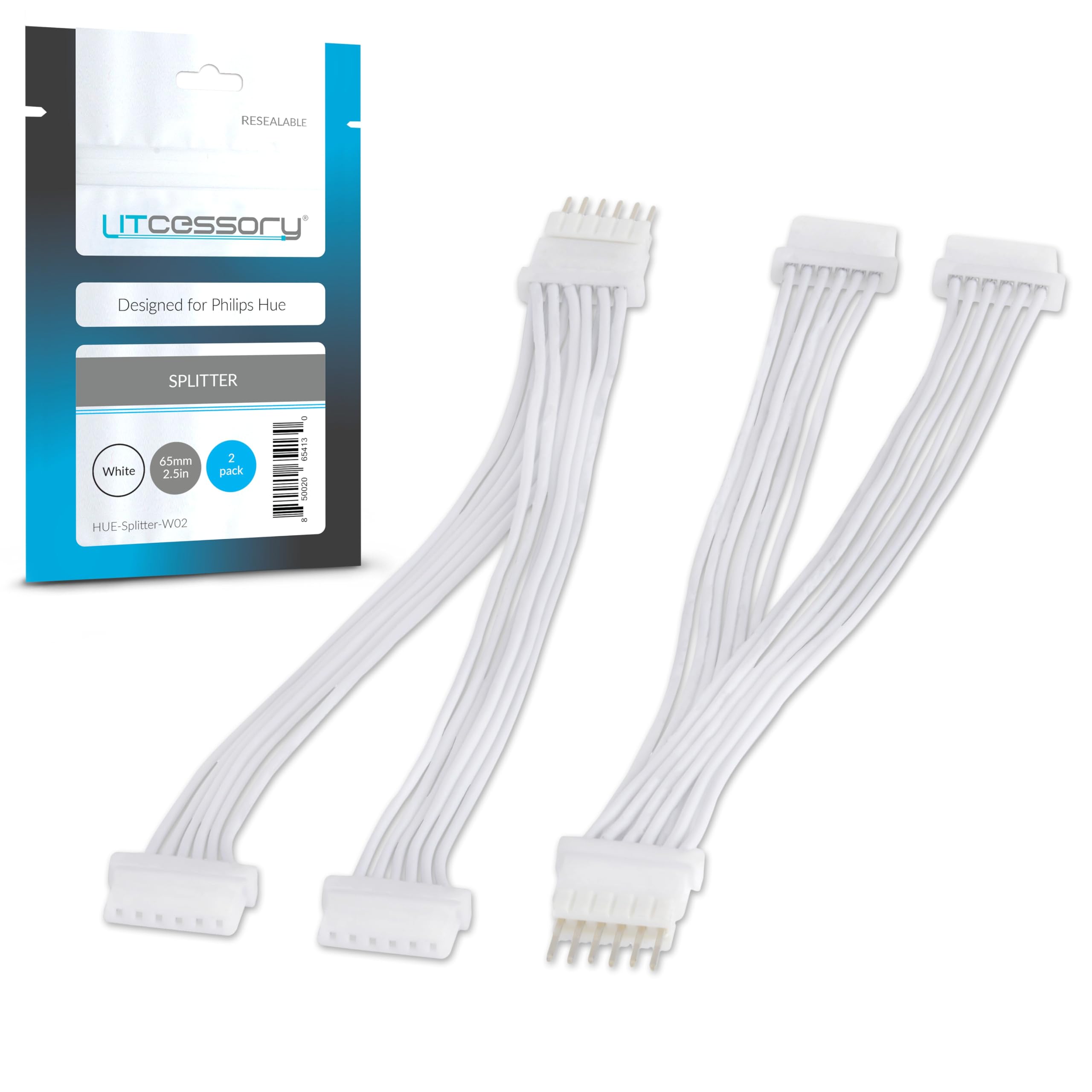 Philips Hue Lightstrip Plus Splitter - 2 Pack White (6-PIN V4) | DIY Lighting Connector for Home, Office & Gaming Setup