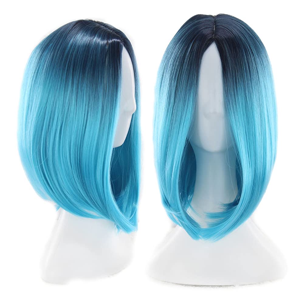 Colorful Lace Front Wigs for Black Women - Real Human Hair & Synthetic Blend - Gradient Bob Wigs for Cosplay, Hair Replacement & Everyday Style | Perfect for Parties, Halloween & Fashion Looks