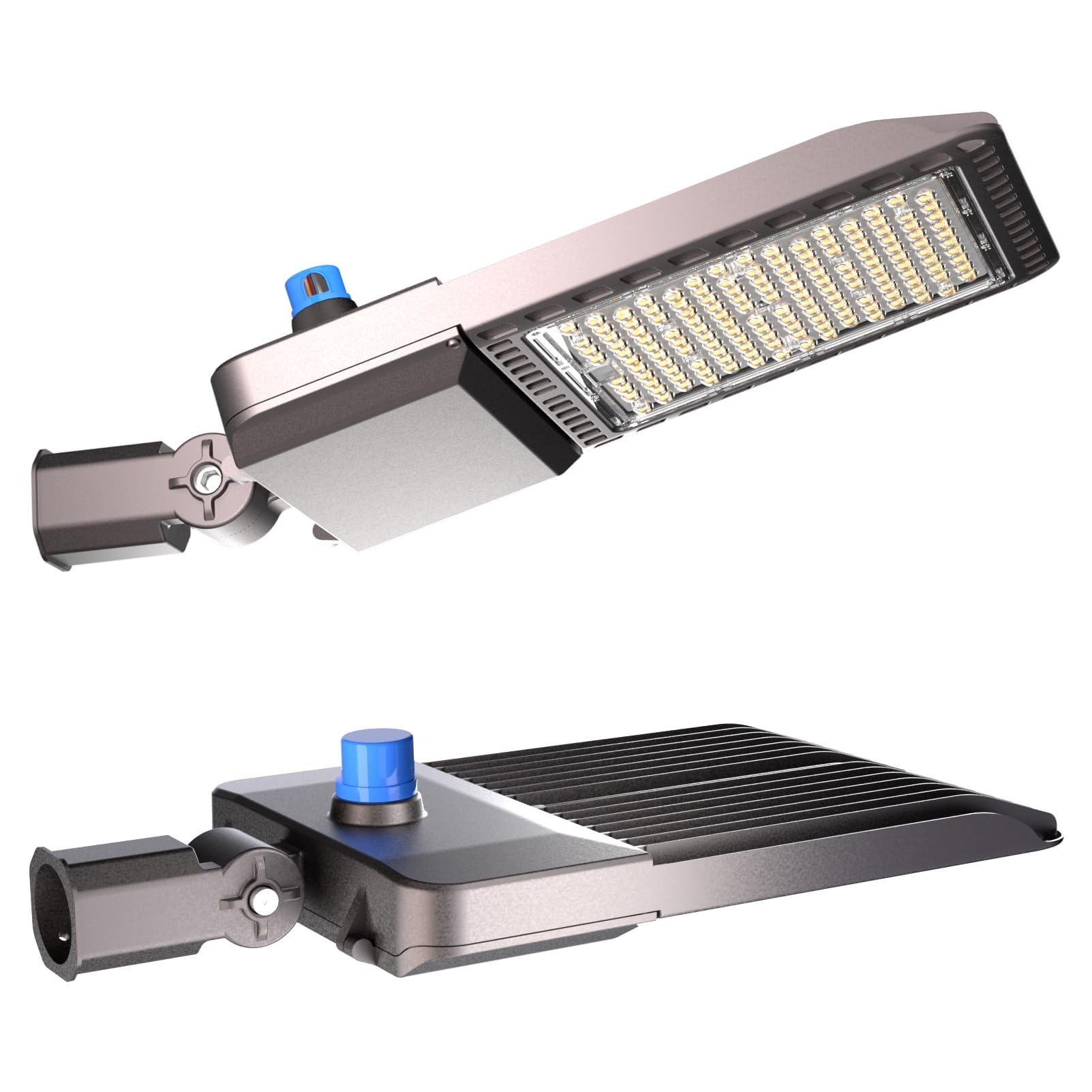320W LED Parking Lot Lights 48000lm (150Lm/W) - Smart Dusk to Dawn Outdoor Pole Lights with Slipfitter Mount - Energy Efficient Commercial Lighting for 30~50ft Height - 2 Pack with 7 Year Warranty - Ideal for Parking Lots, Warehouses, Gas Stations & Outdoor Security Areas