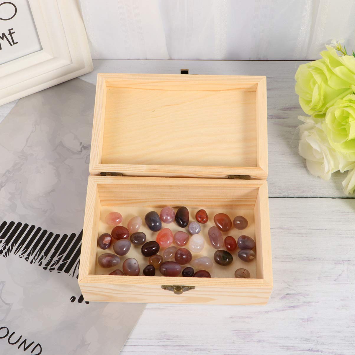 EXCEART Wooden Jewelry Box Organizer - Small Jewelry Storage Container with Hinged Lid for Rings, Earrings & Accessories | Perfect for Kids, Travel & Home Decor